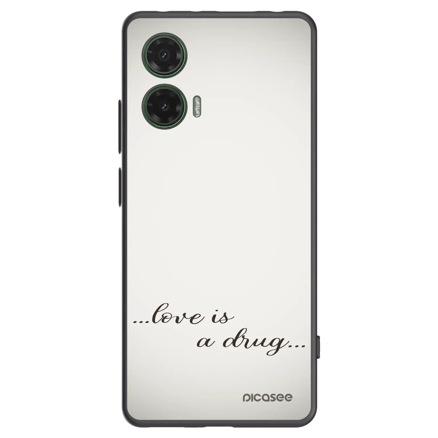 Silikonový černý obal pro Motorola Moto G35 5G - Love is a drug
