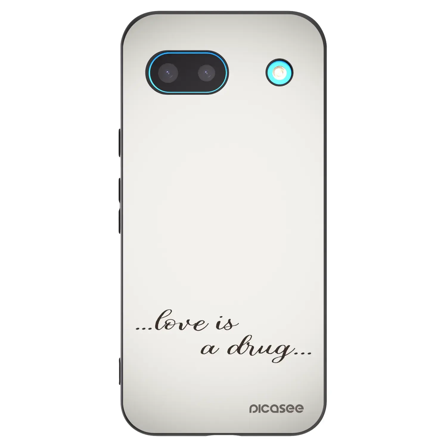 Silikonový černý obal pro Google Pixel 8a - Love is a drug