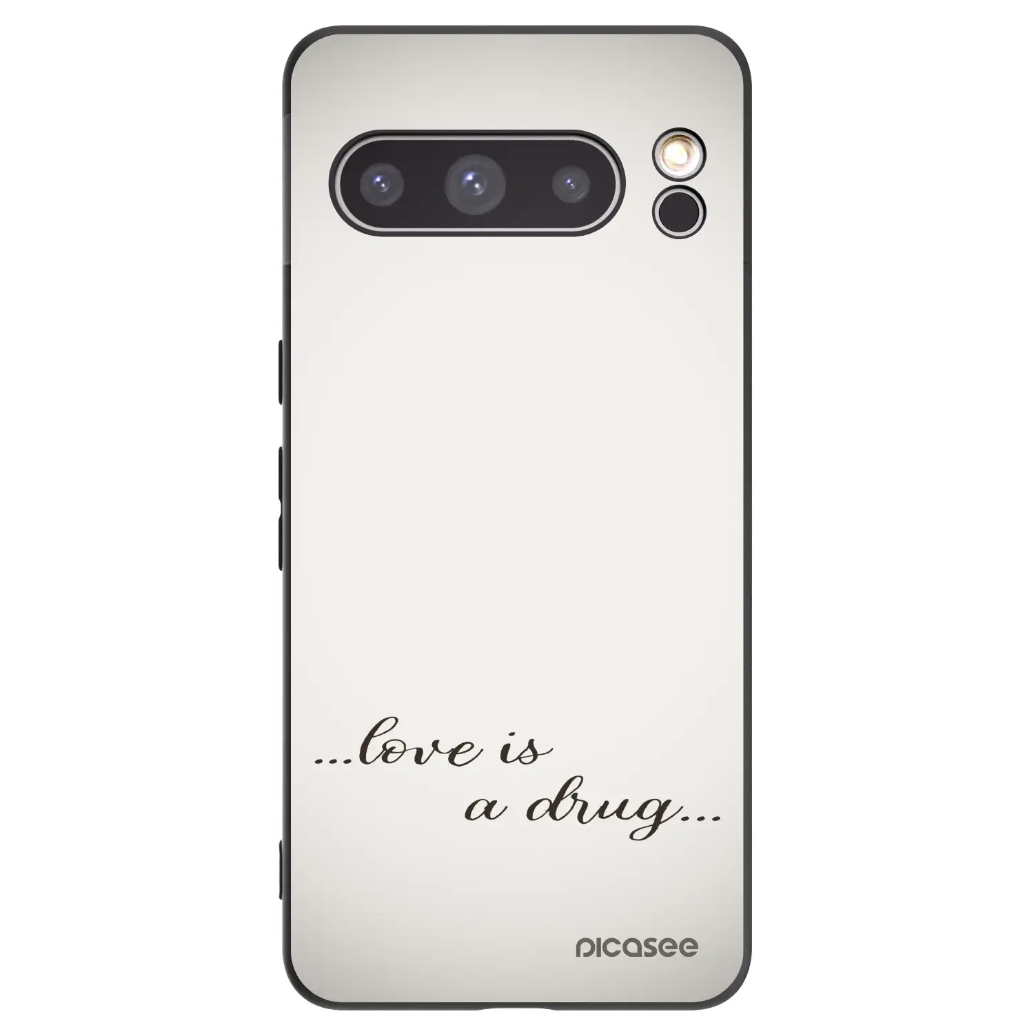 Silikonový černý obal pro Google Pixel 8 Pro - Love is a drug
