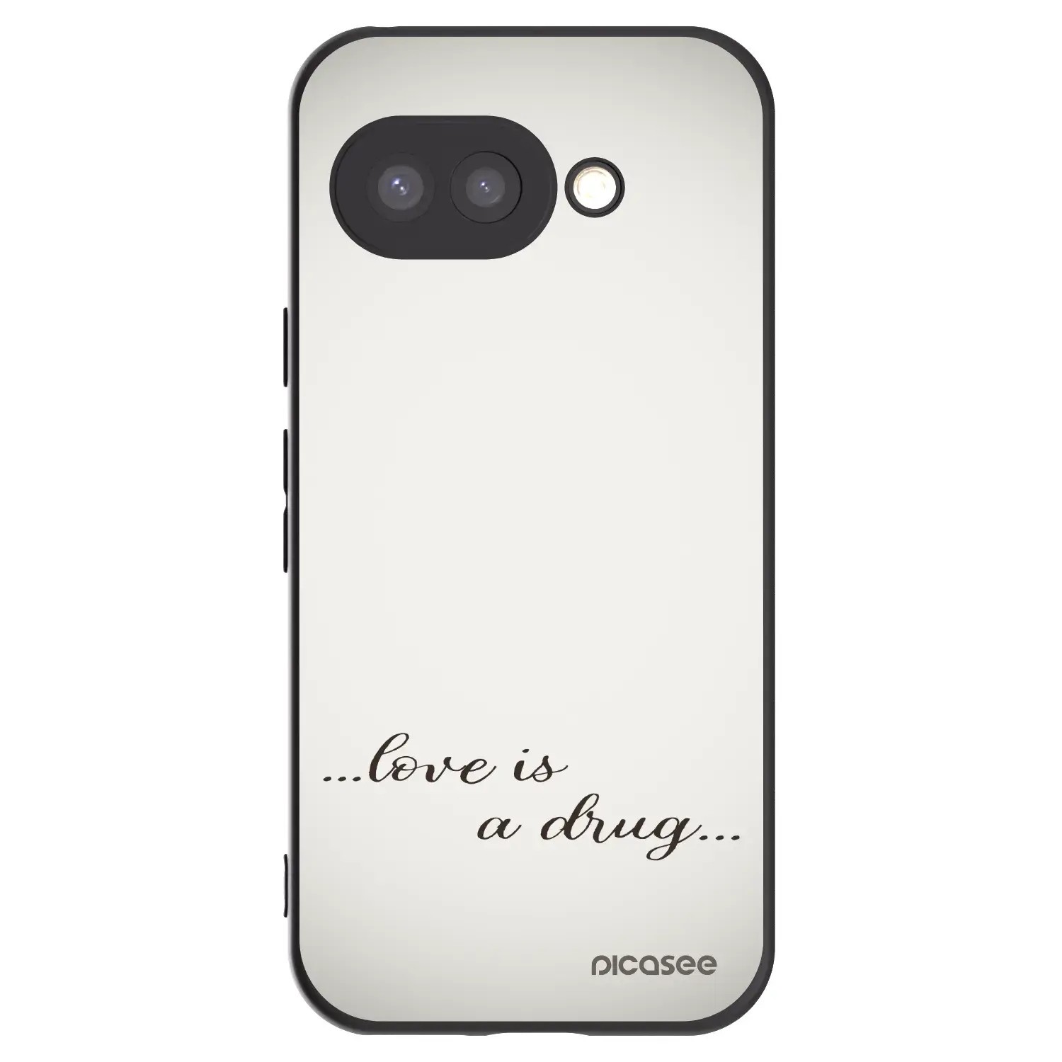 Silikonový černý obal pro Google Pixel 9a - Love is a drug