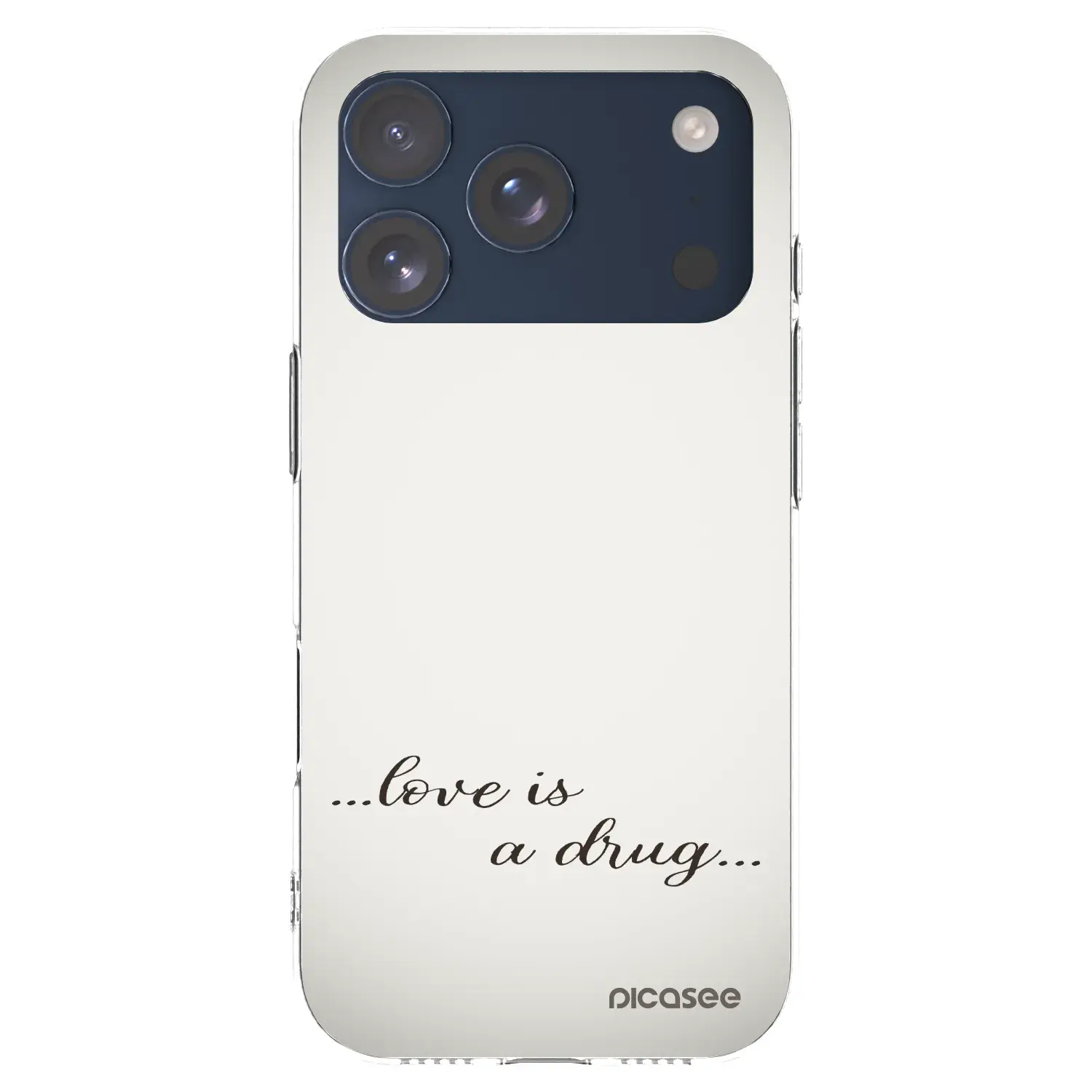 Silikonový průhledný obal pro Apple iPhone 17 Pro - Love is a drug