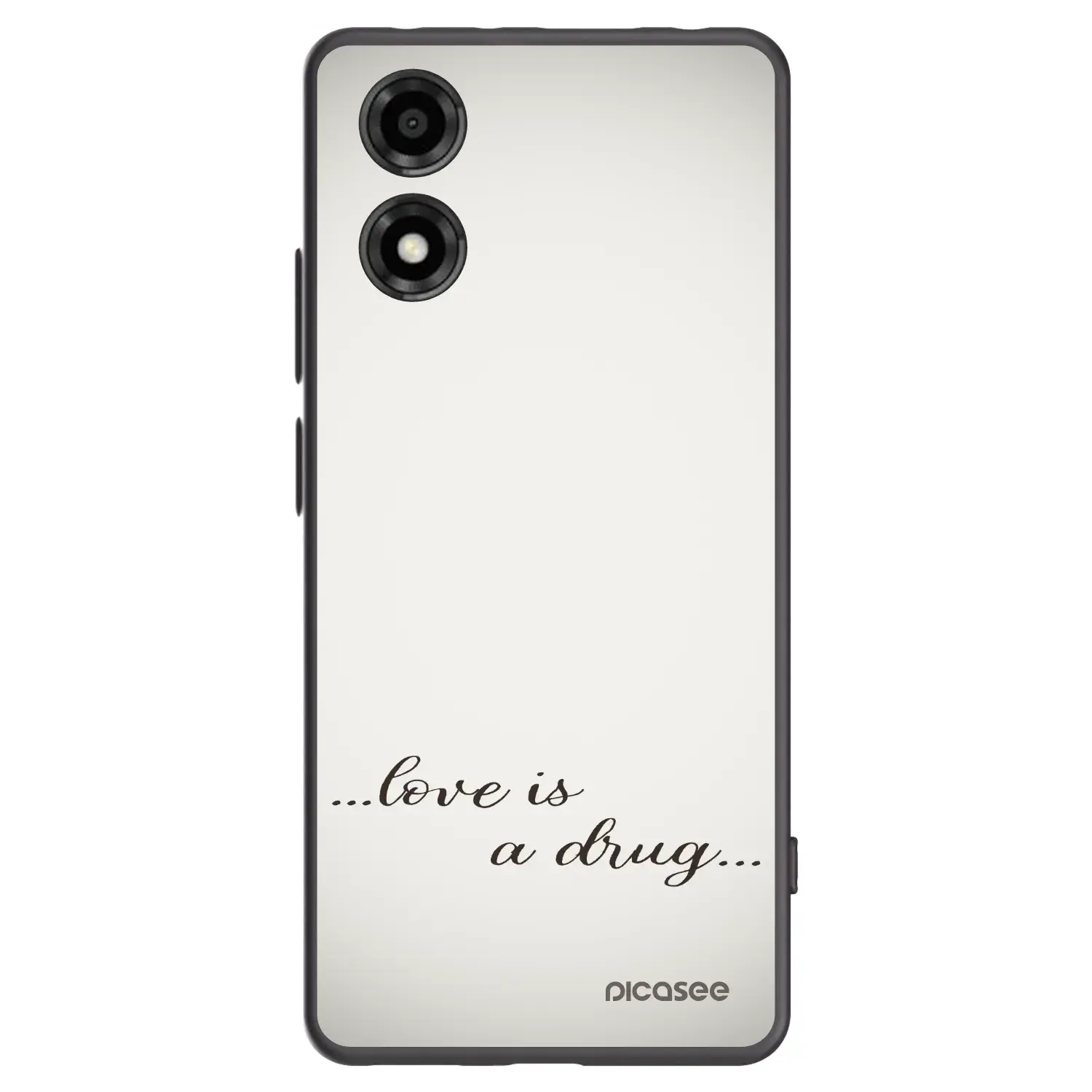 Silikonový černý obal pro Motorola Moto E14 - Love is a drug