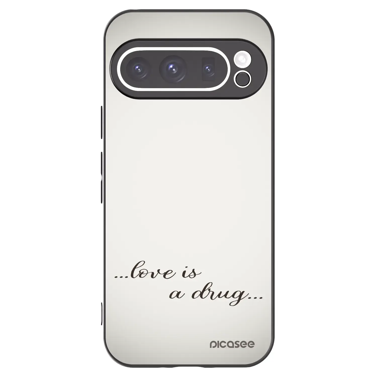 Silikonový černý obal pro Google Pixel 9 Pro XL - Love is a drug