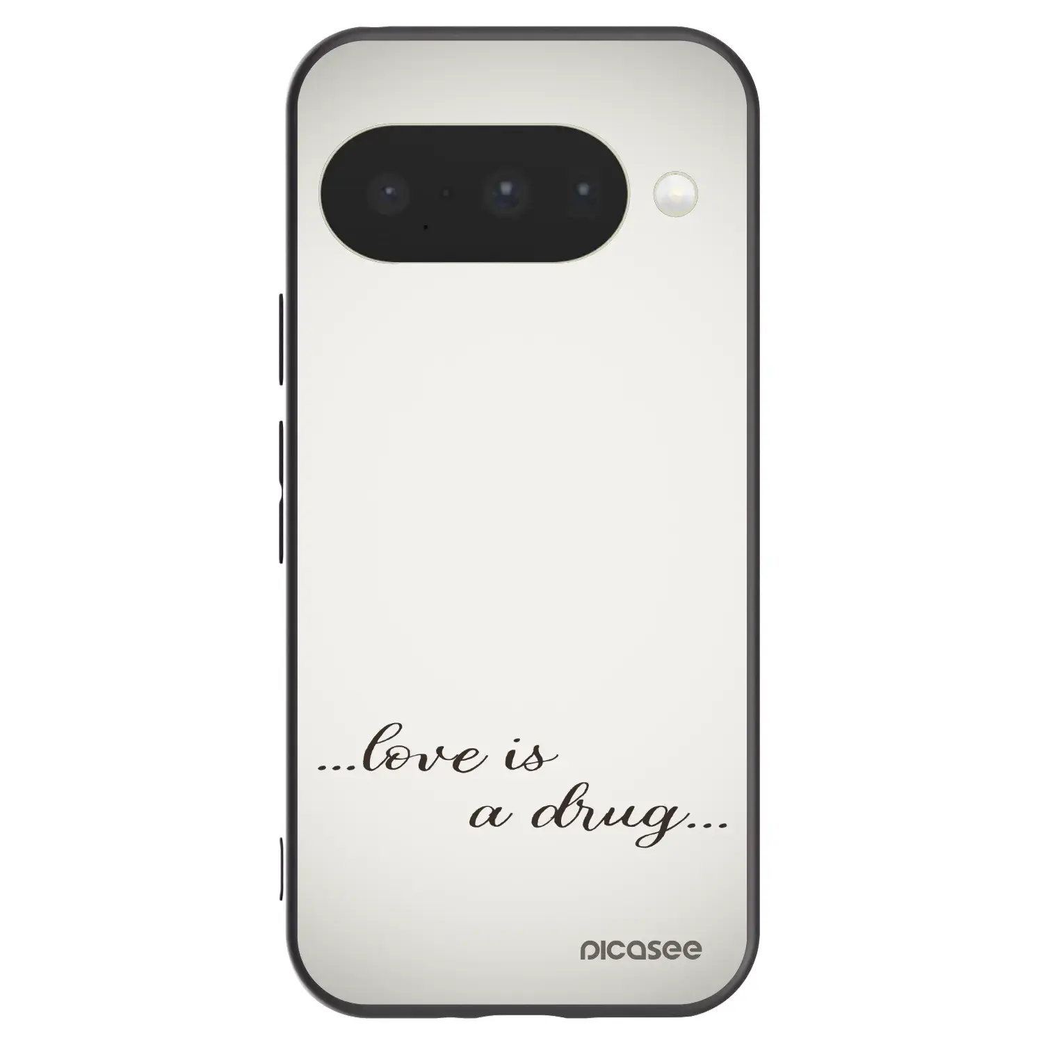 Silikonový černý obal pro Google Pixel 10 - Love is a drug