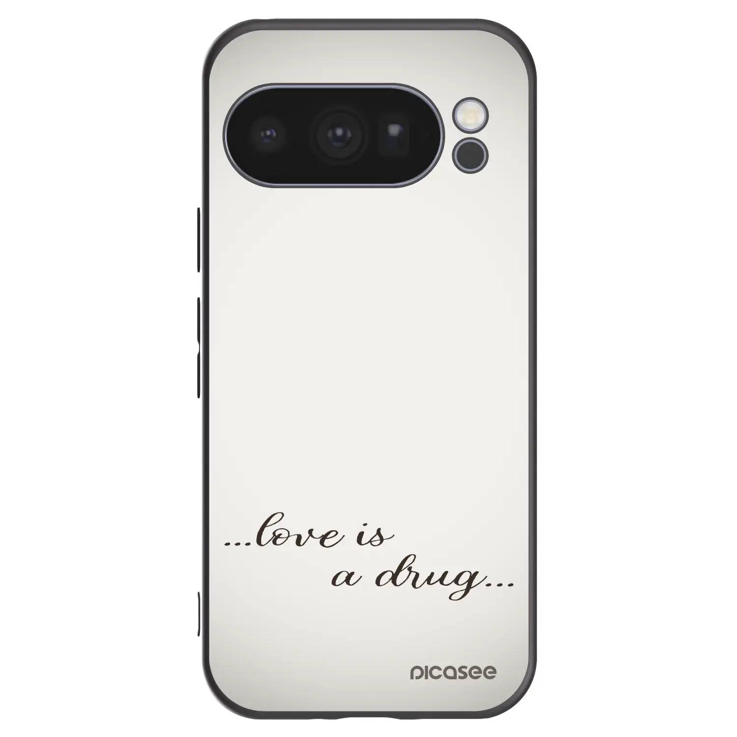 Silikonový černý obal pro Google Pixel 10 Pro - Love is a drug