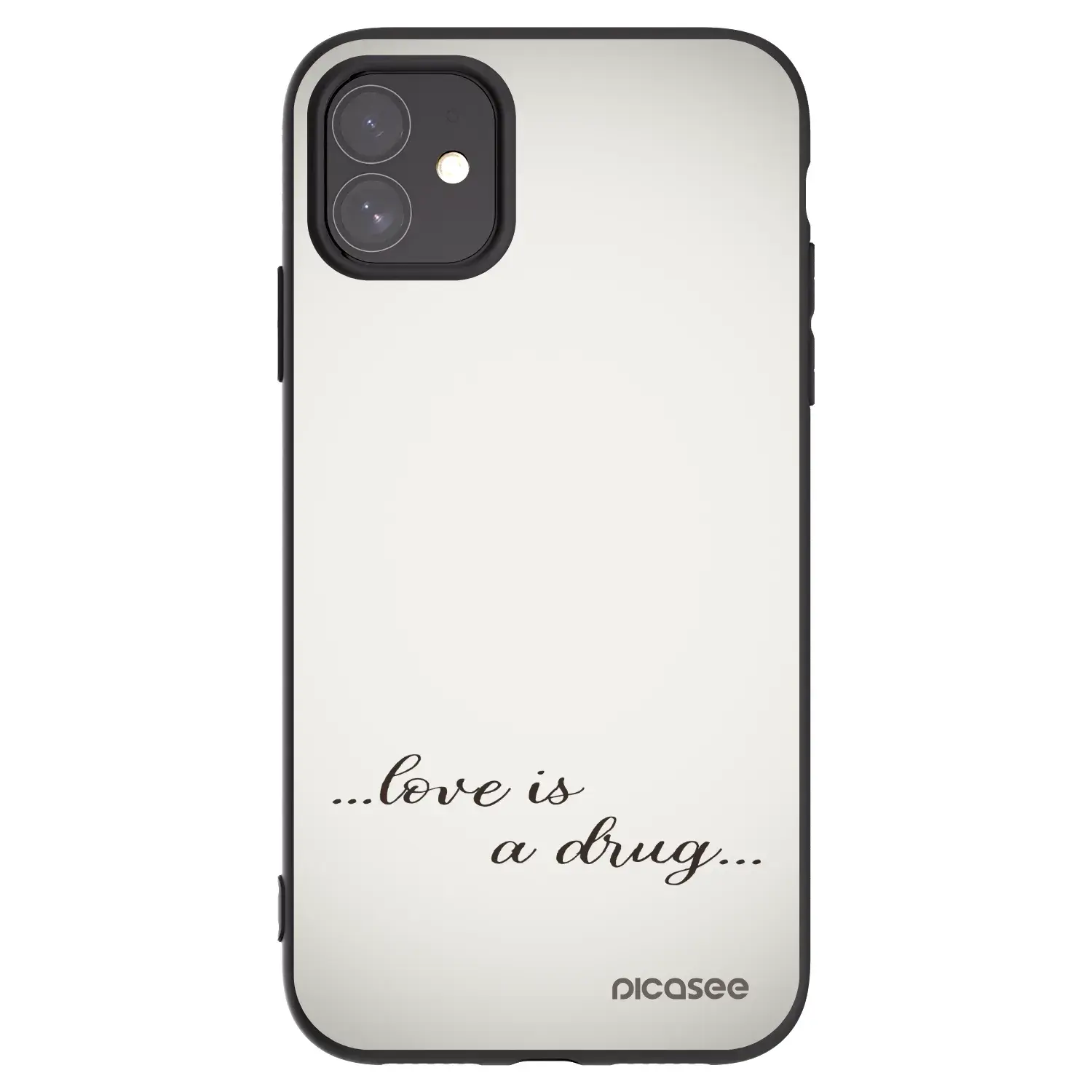 Silikonový černý obal pro Apple iPhone 11 - Love is a drug
