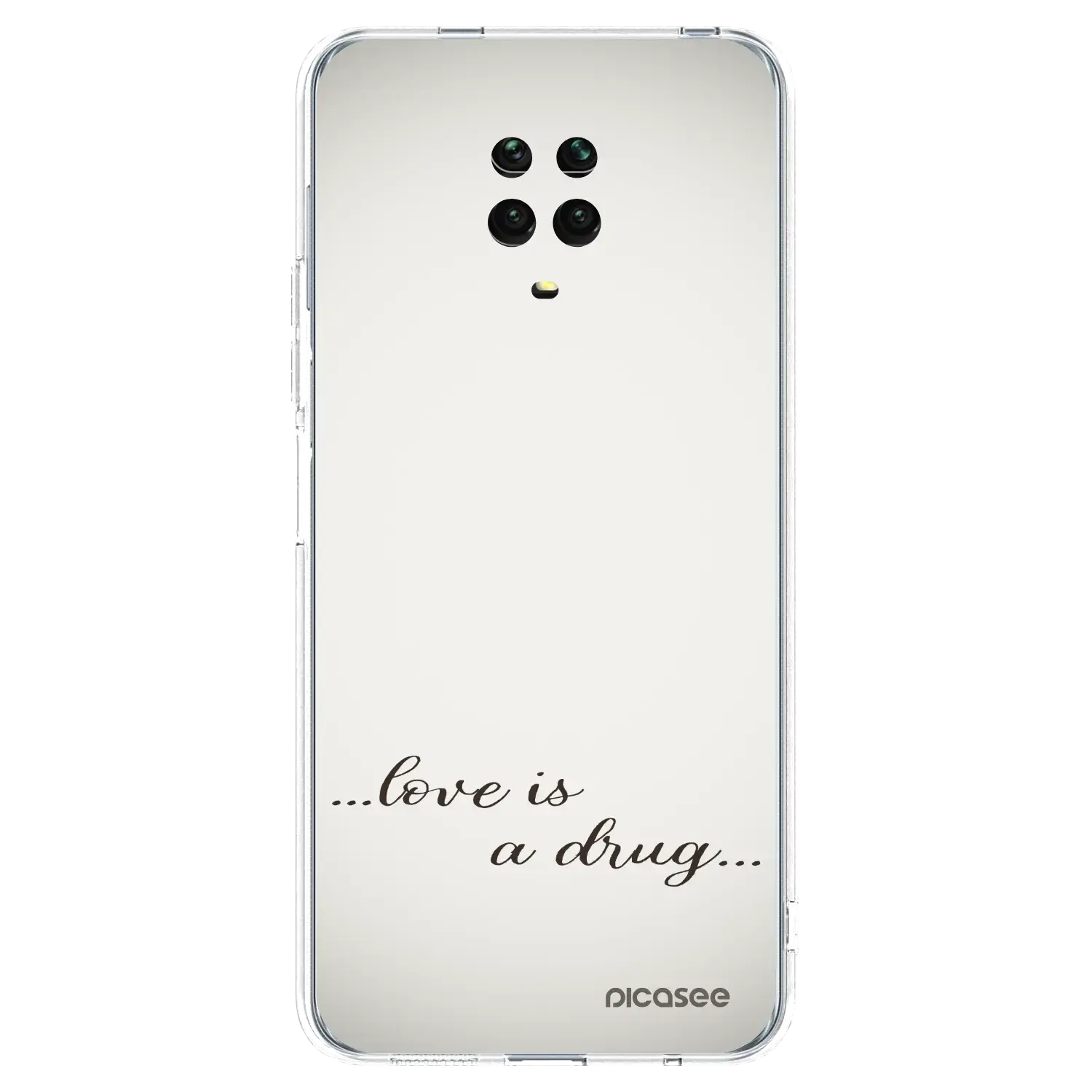 Silikonový průhledný obal pro Xiaomi Redmi Note 9S - Love is a drug