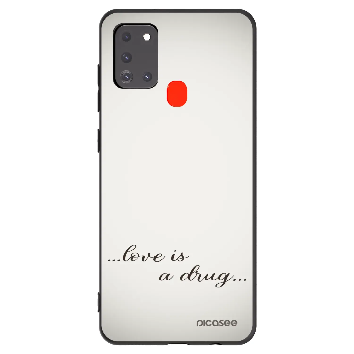Silikonový černý obal pro Samsung Galaxy A21s - Love is a drug