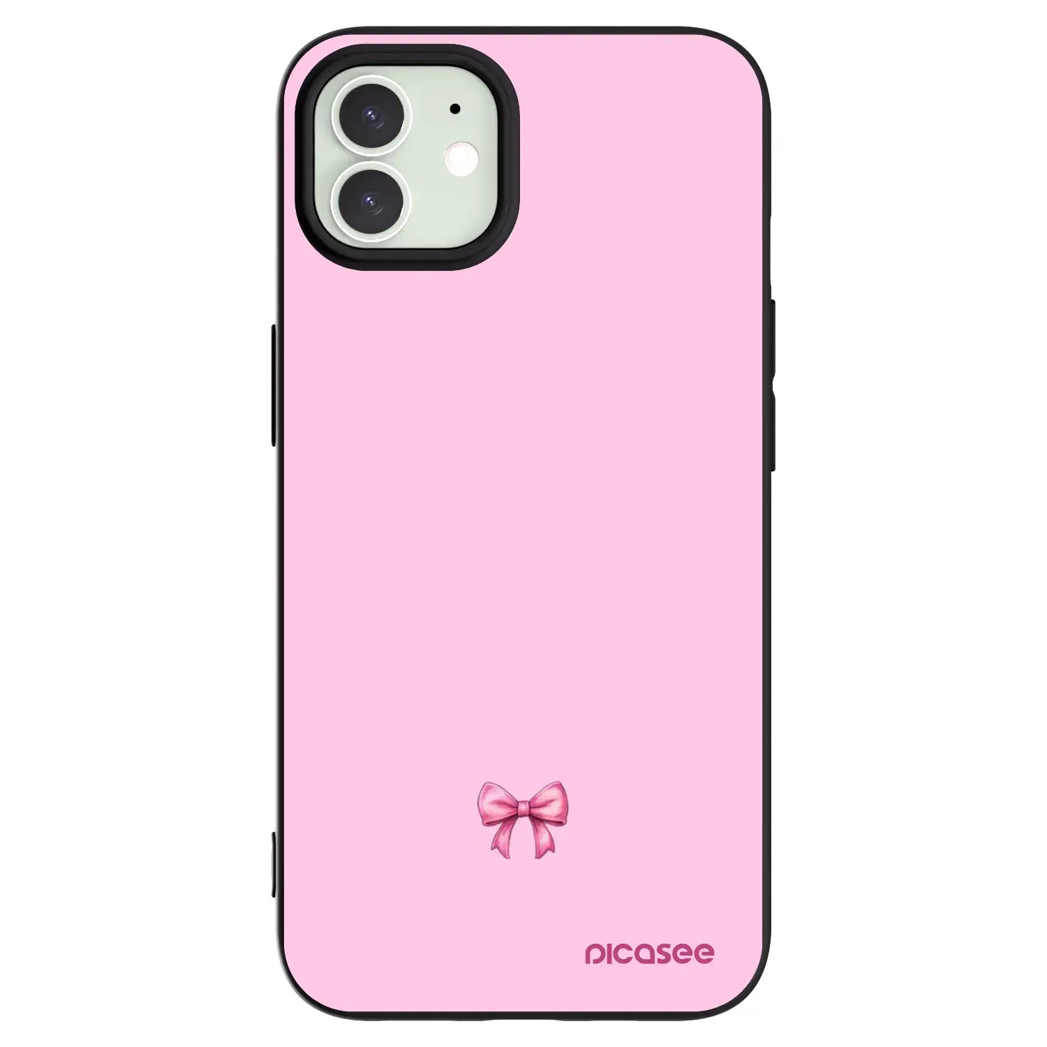 Silikonový černý obal pro Apple iPhone 12 - Blush bow