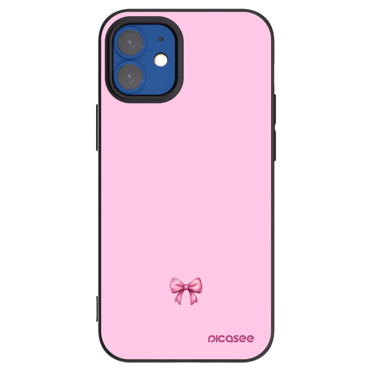 Silikonový černý obal pro Apple iPhone 12 mini - Blush bow