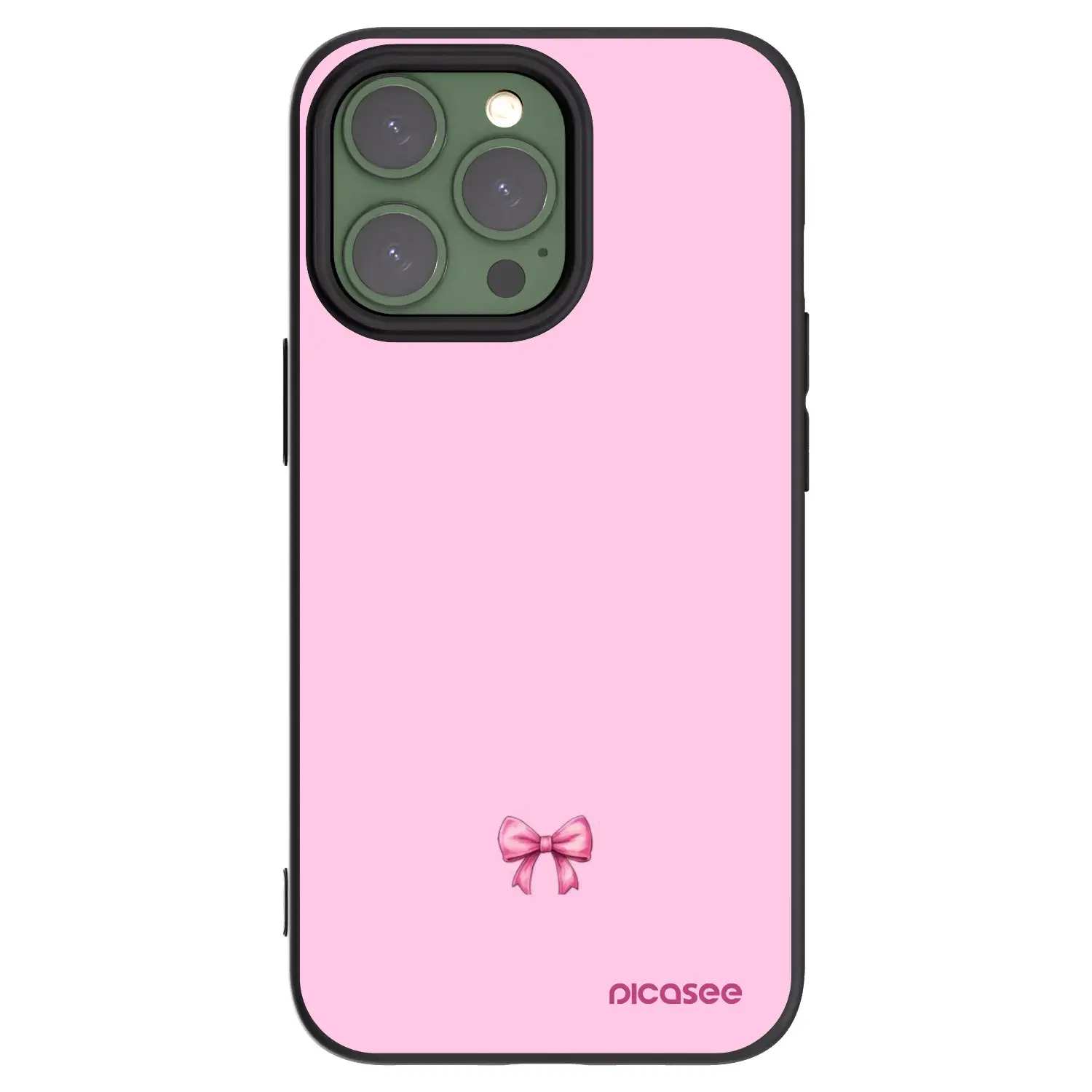 Silikonový černý obal pro Apple iPhone 13 Pro - Blush bow