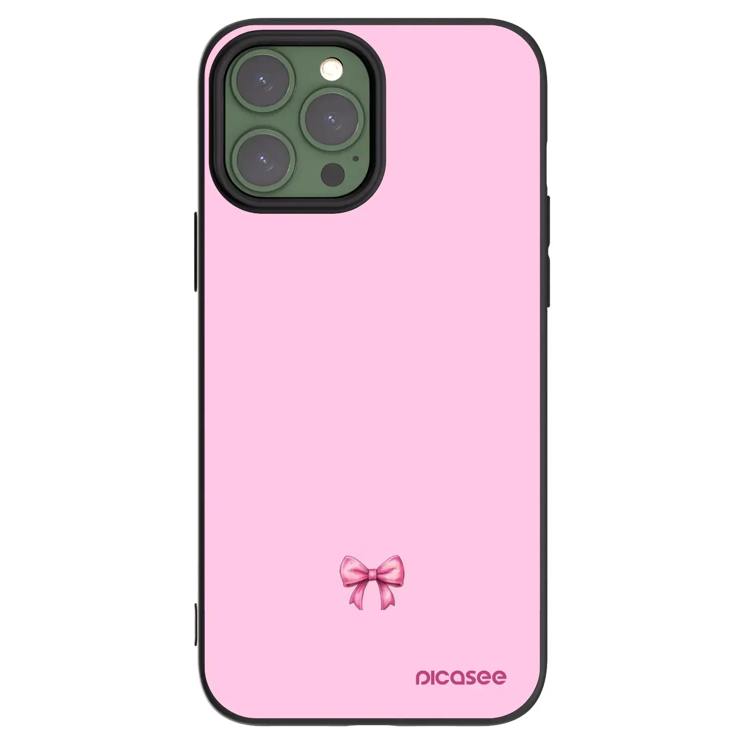 Silikonový černý obal pro Apple iPhone 13 Pro Max - Blush bow