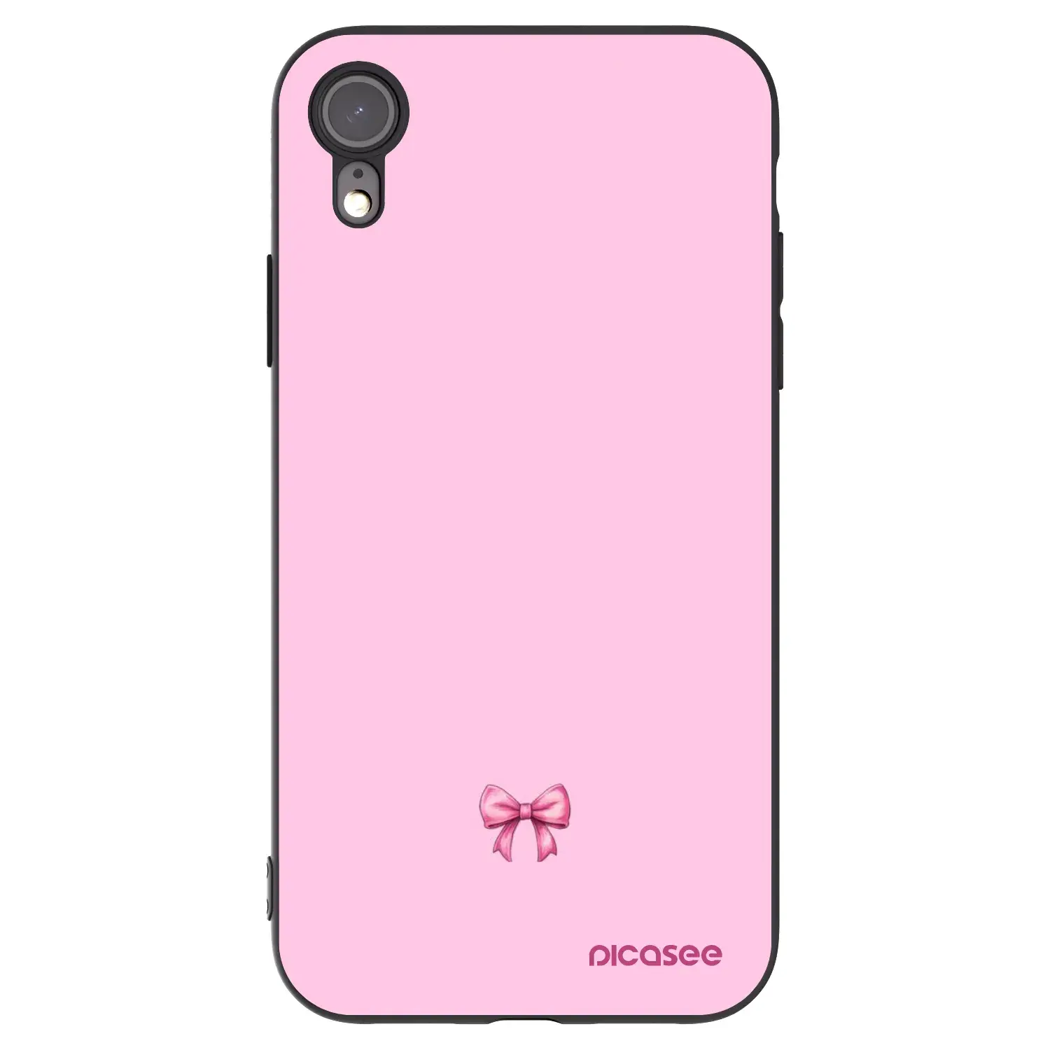 Silikonový černý obal pro Apple iPhone XR - Blush bow