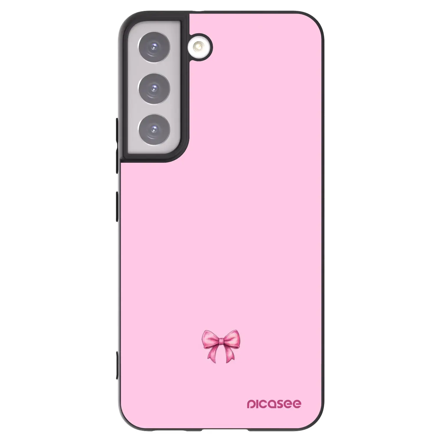 Silikonový černý obal pro Samsung Galaxy S22 5G - Blush bow