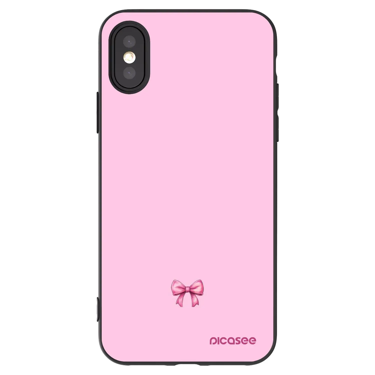 Silikonový černý obal pro Apple iPhone X/XS - Blush bow