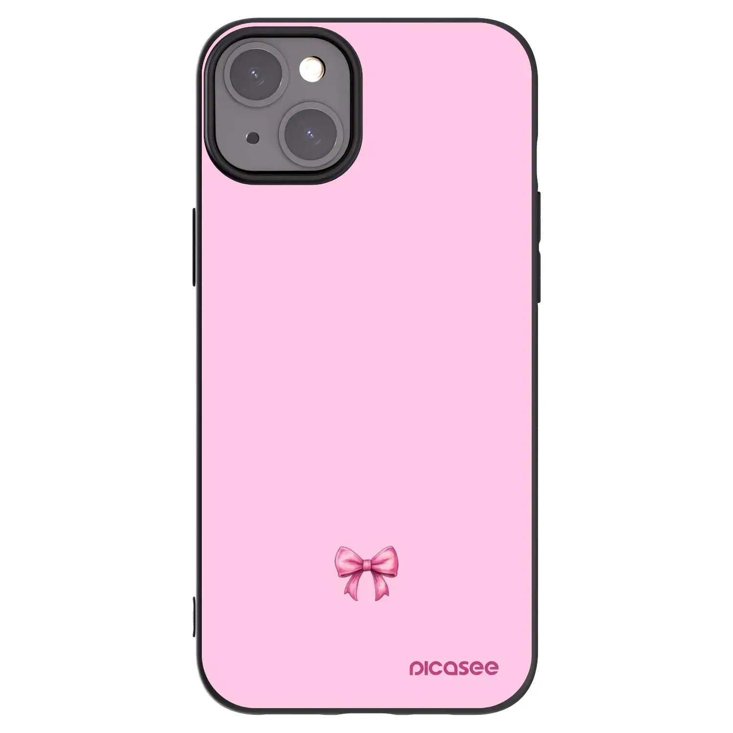 Silikonový černý obal pro Apple iPhone 15 Plus - Blush bow