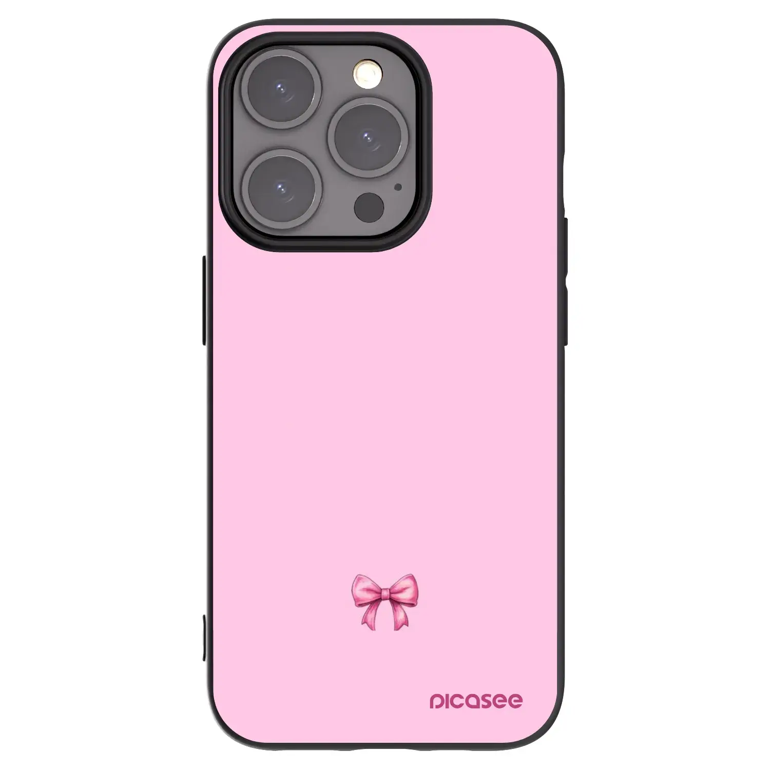 Silikonový černý obal pro Apple iPhone 15 Pro - Blush bow