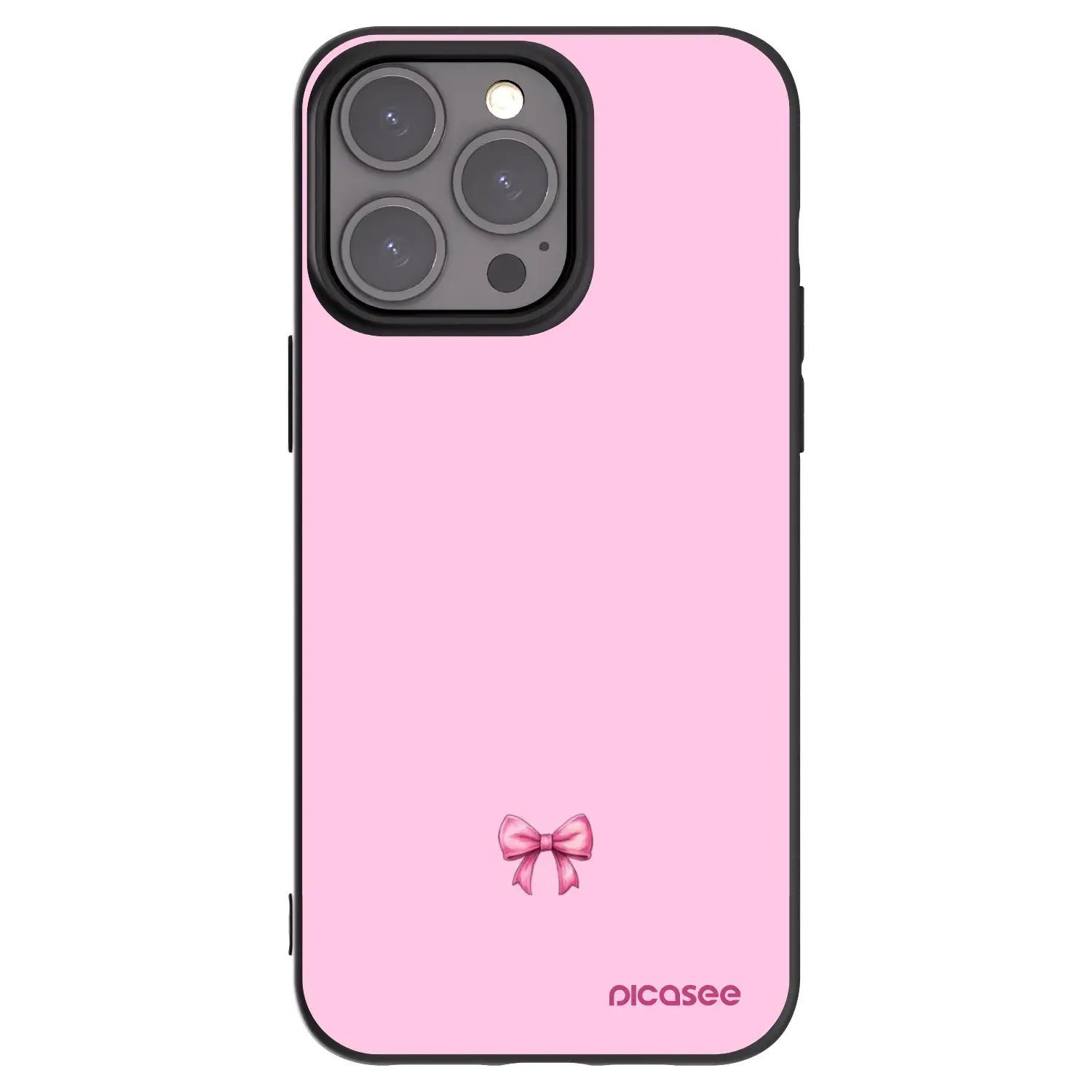 Silikonový černý obal pro Apple iPhone 15 Pro Max - Blush bow