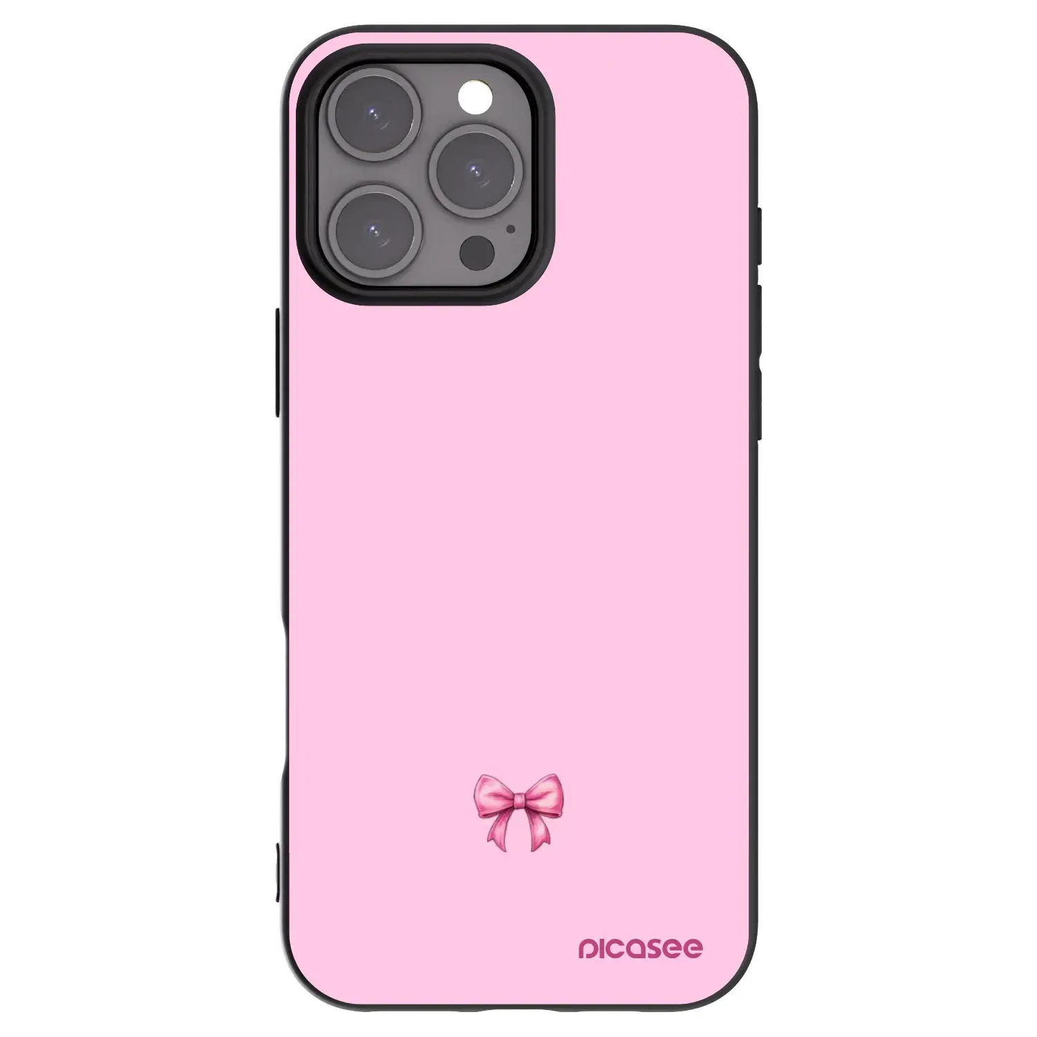 Silikonový černý obal pro Apple iPhone 16 Pro Max - Blush bow