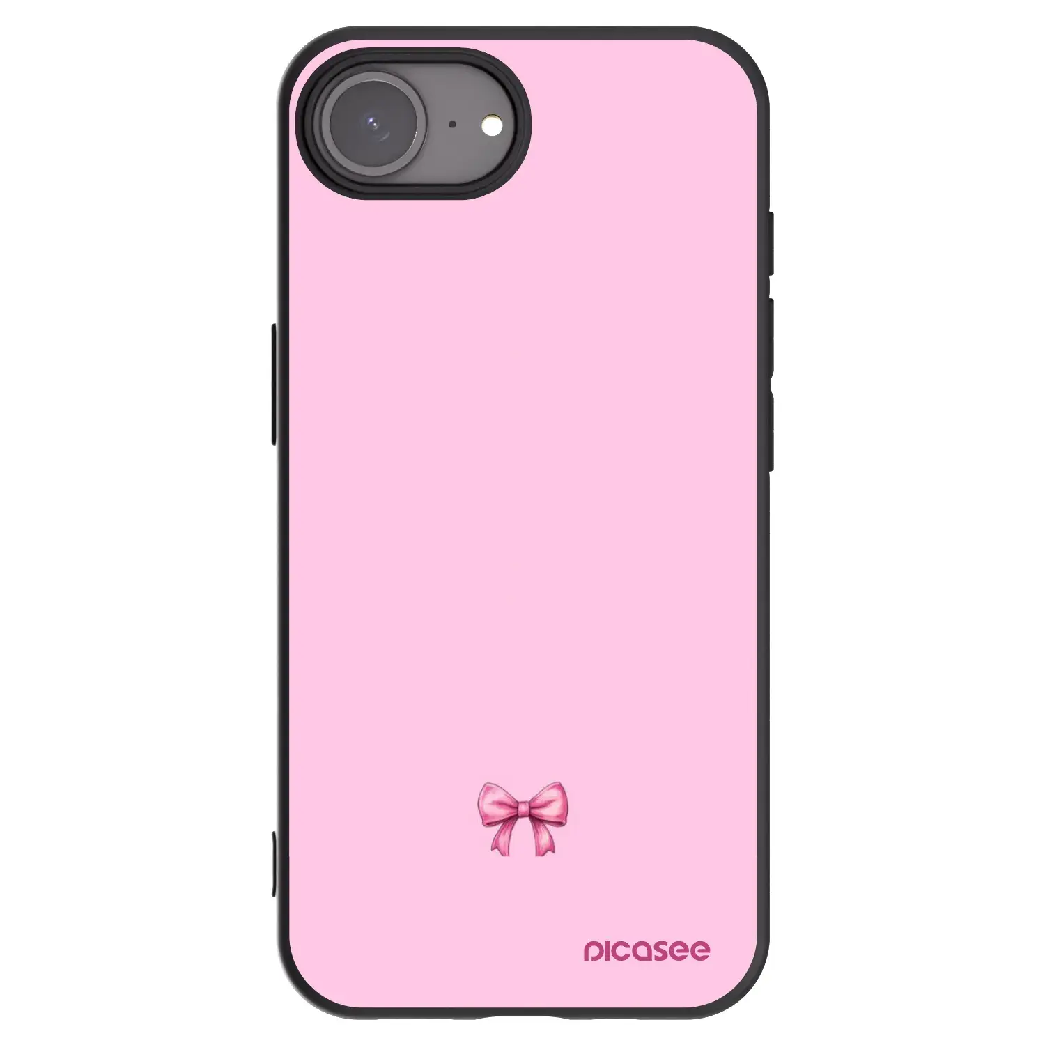 Silikonový černý obal pro Apple iPhone 16e - Blush bow