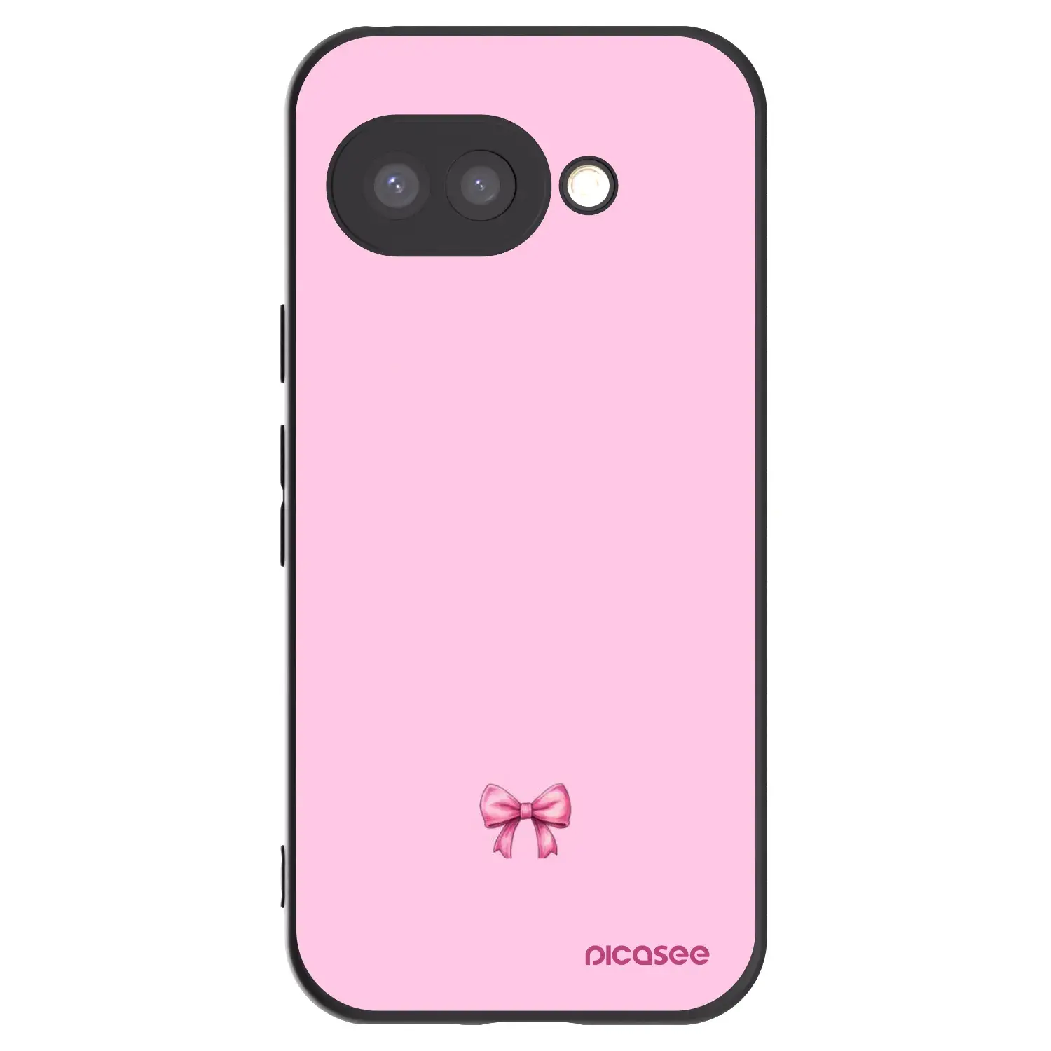 Silikonový černý obal pro Google Pixel 9a - Blush bow