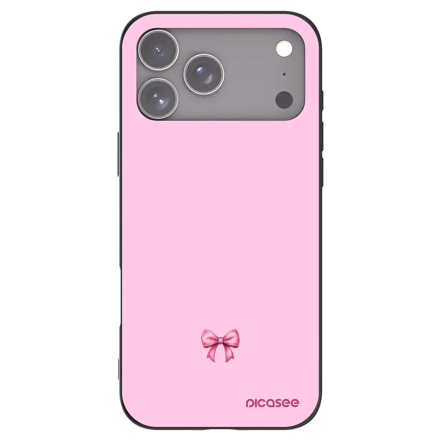 Silikonový černý obal pro Apple iPhone 17 Pro Max - Blush bow