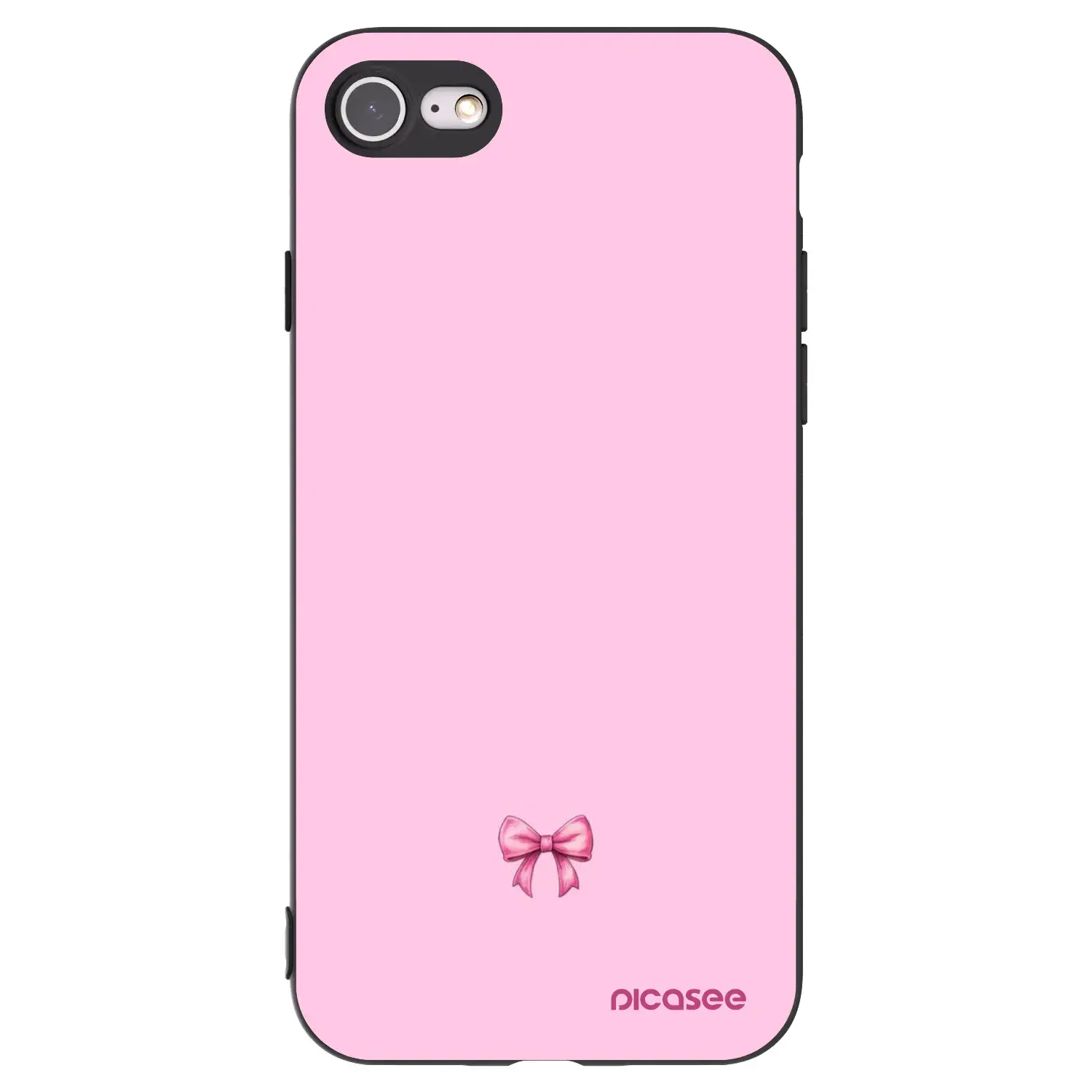 Silikonový černý obal pro Apple iPhone SE 2020 - Blush bow