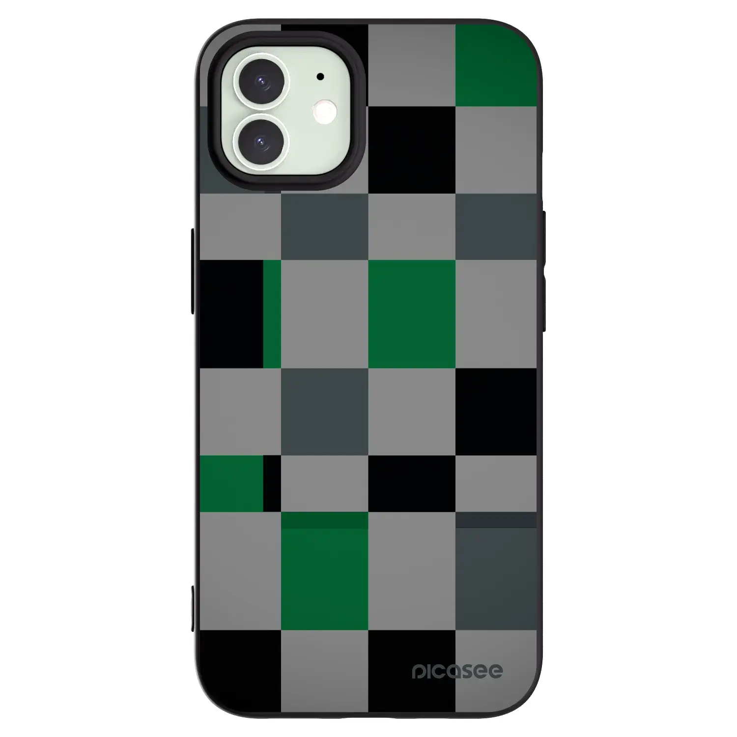 Silikonový černý obal pro Apple iPhone 12 - Block Grid
