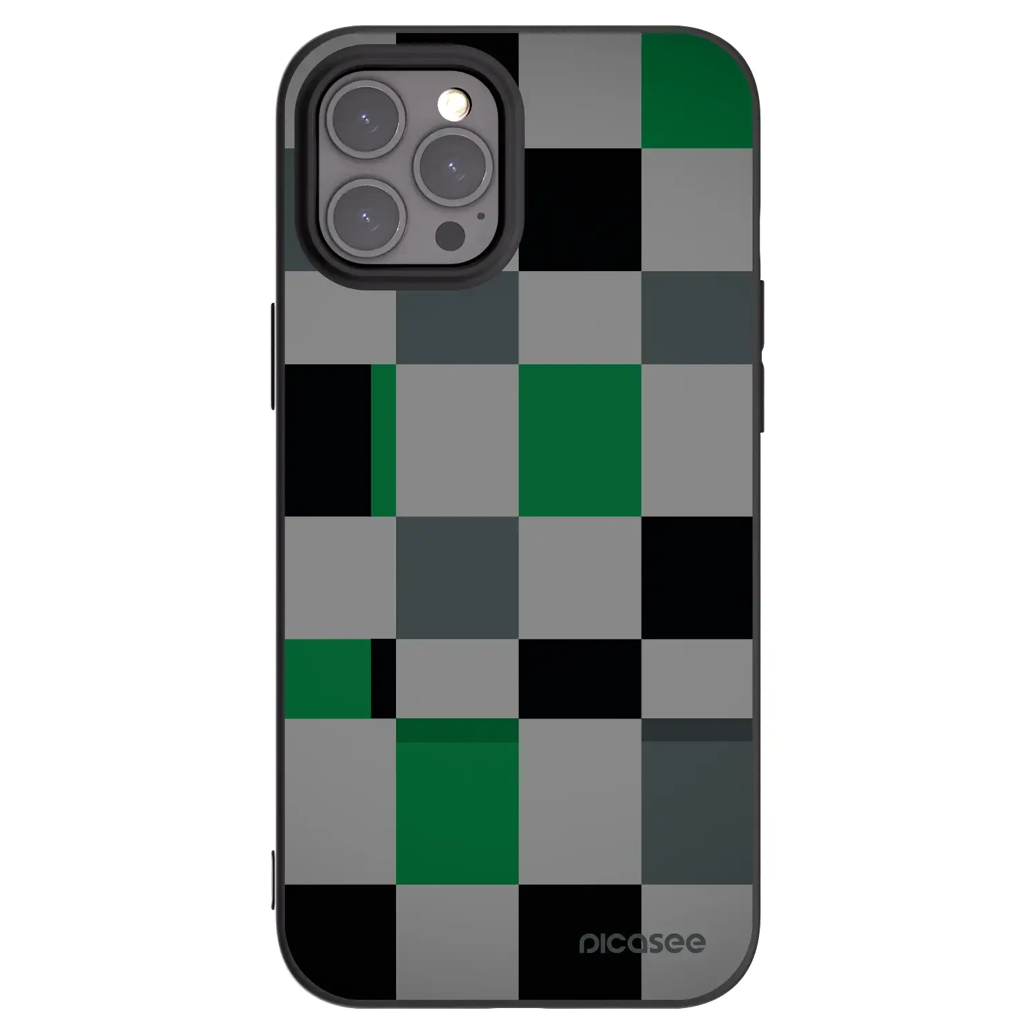 Silikonový černý obal pro Apple iPhone 12 Pro Max - Block Grid