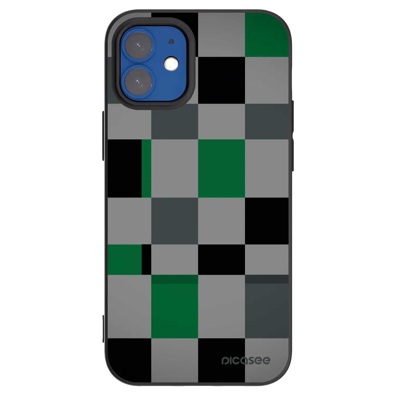 Silikonový černý obal pro Apple iPhone 12 mini - Block Grid