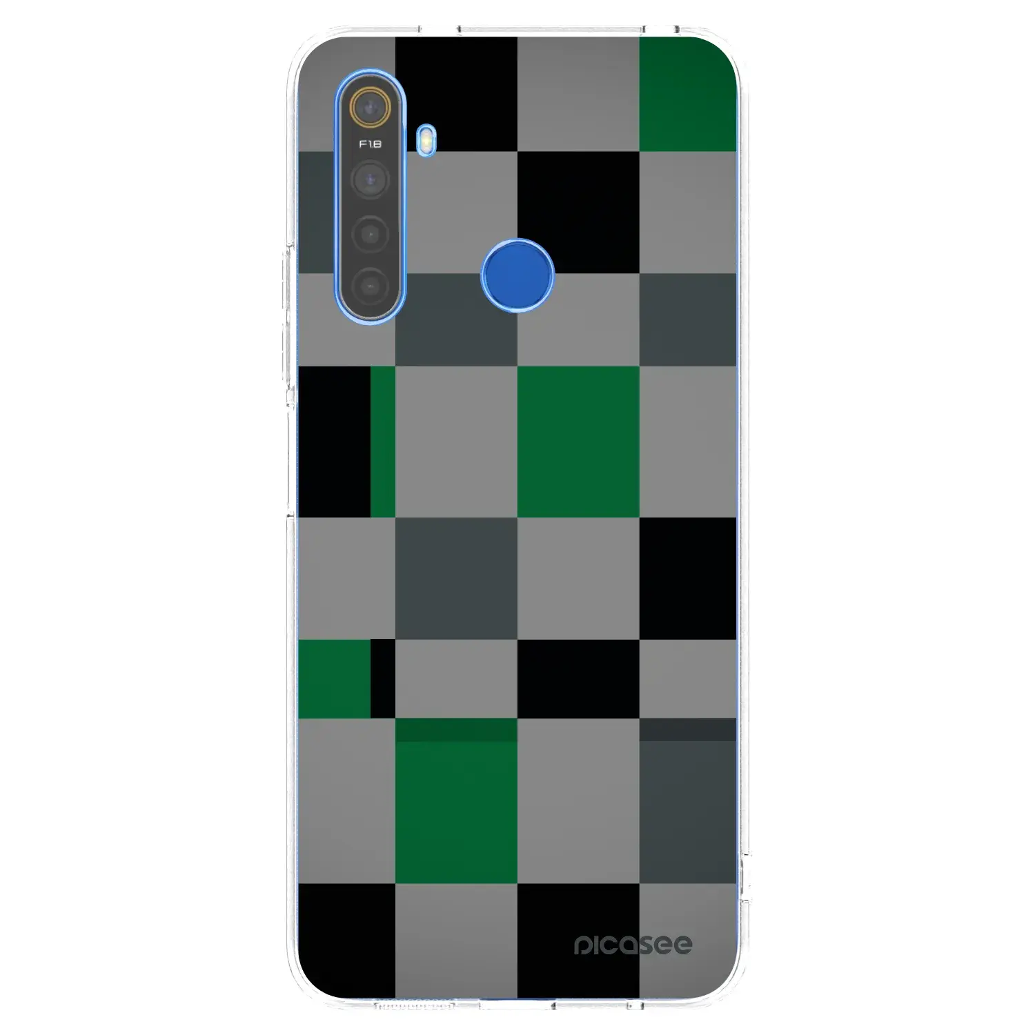 Silikonový průhledný obal pro Realme 5 - Block Grid