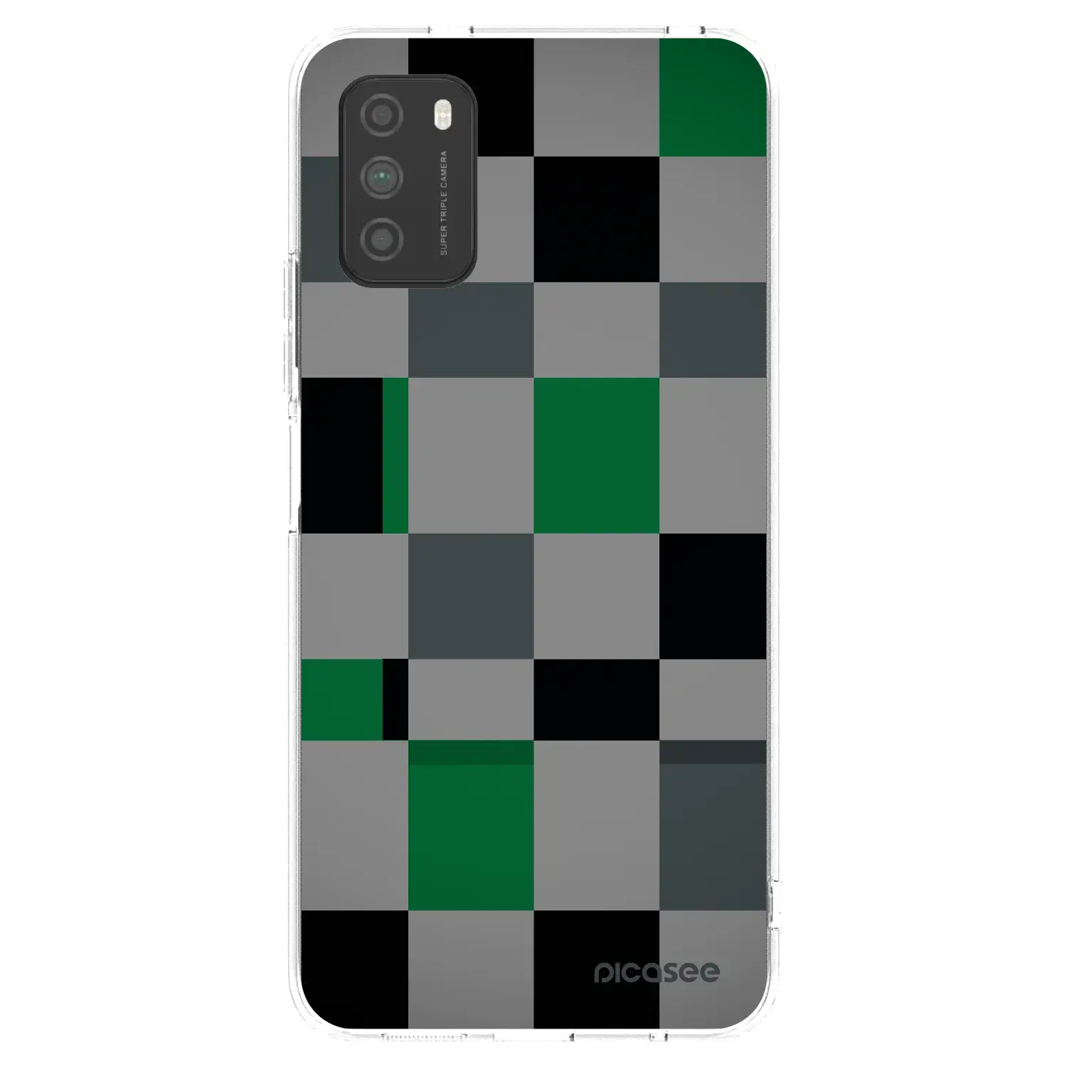 Silikonový průhledný obal pro Xiaomi Poco M3 - Block Grid