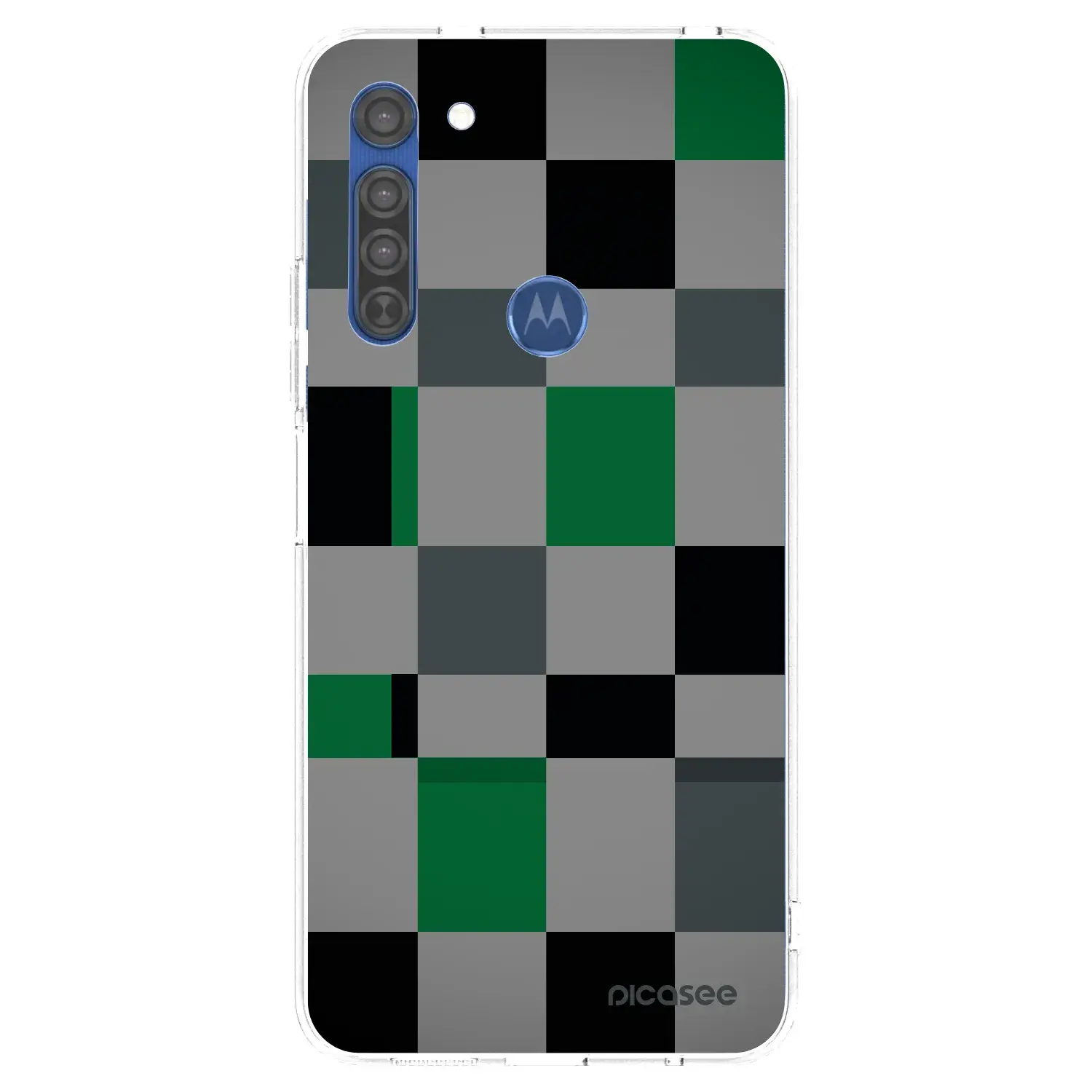 Silikonový průhledný obal pro Motorola Moto G8 - Block Grid