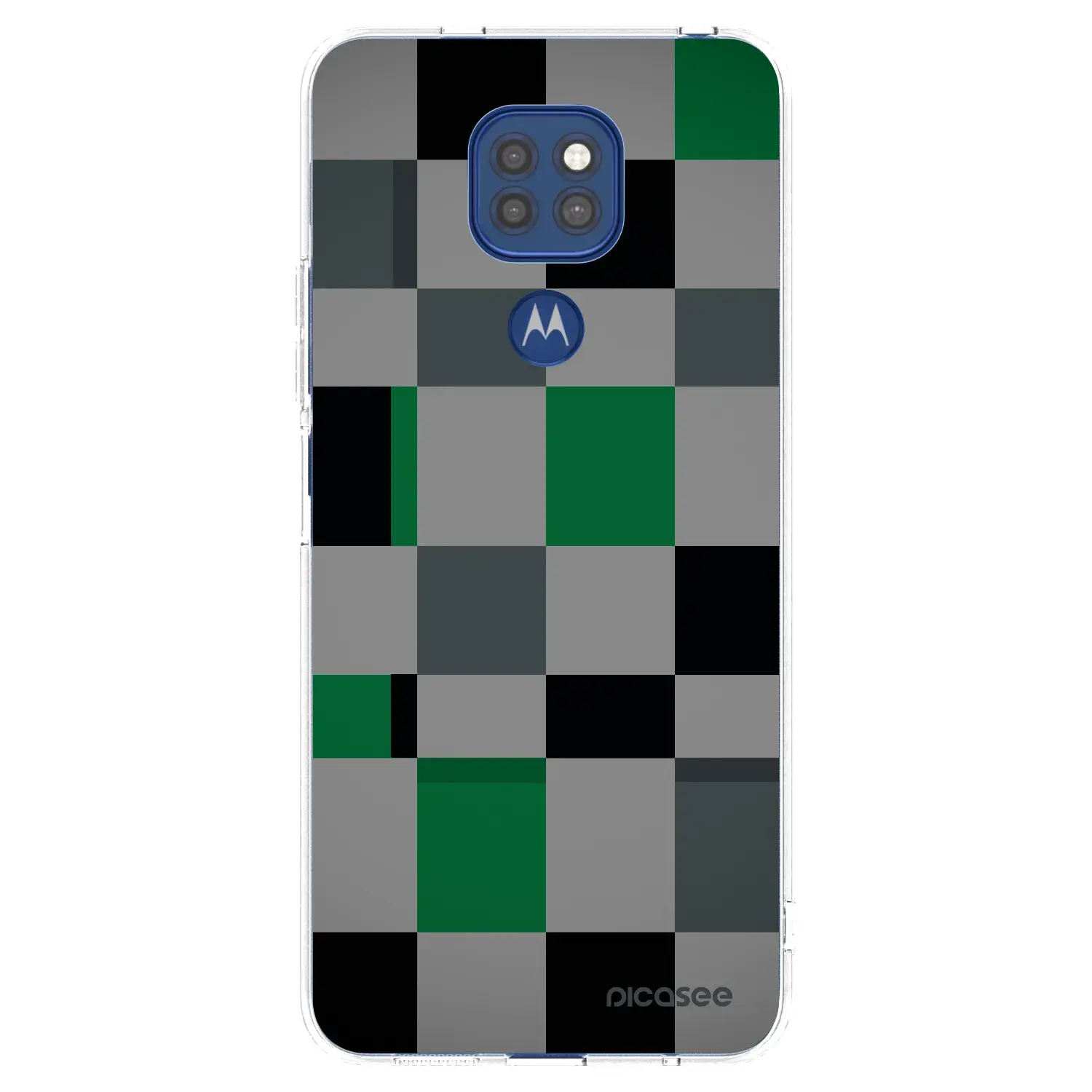 Silikonový průhledný obal pro Motorola Moto G9 Play - Block Grid