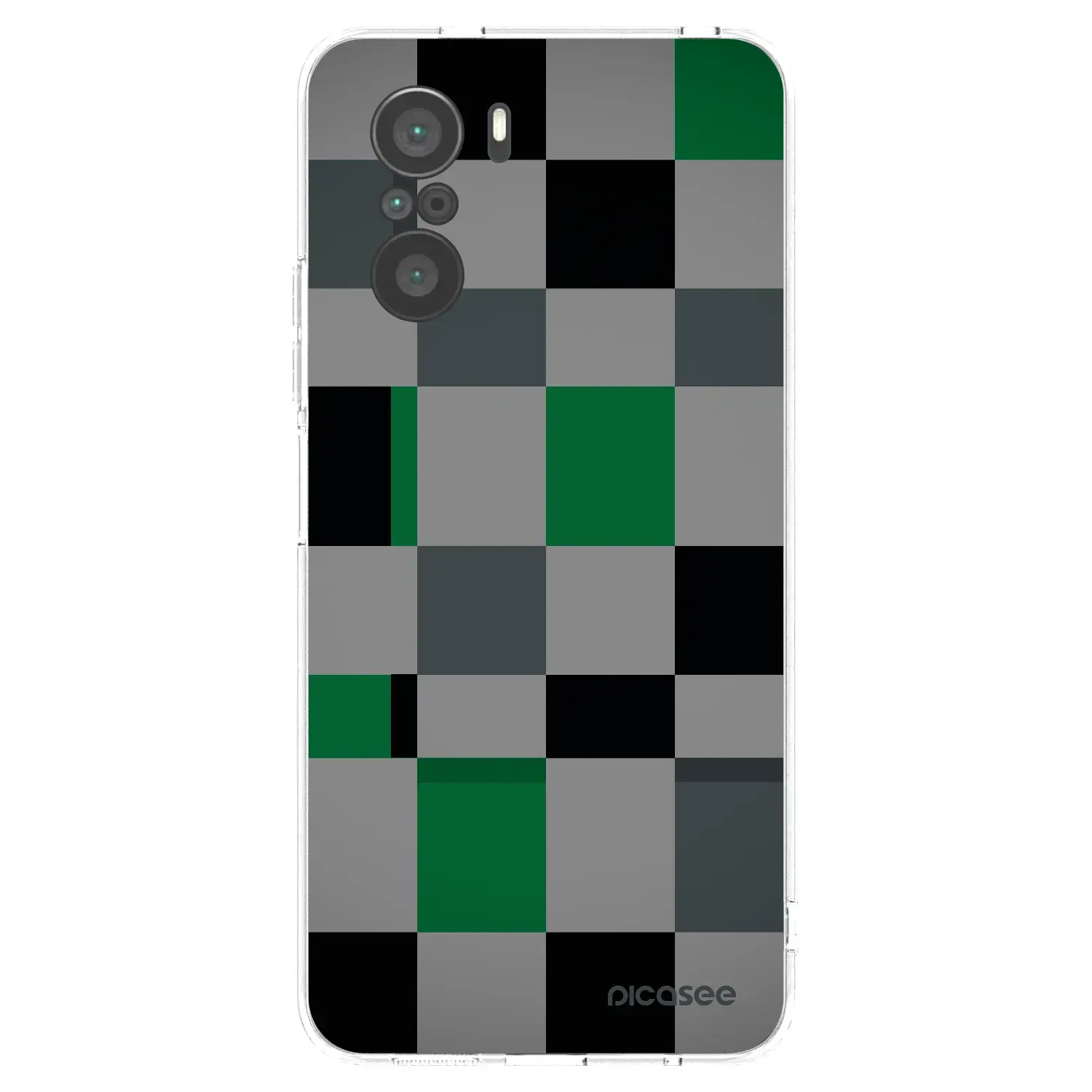 Silikonový průhledný obal pro Xiaomi Poco F3 - Block Grid