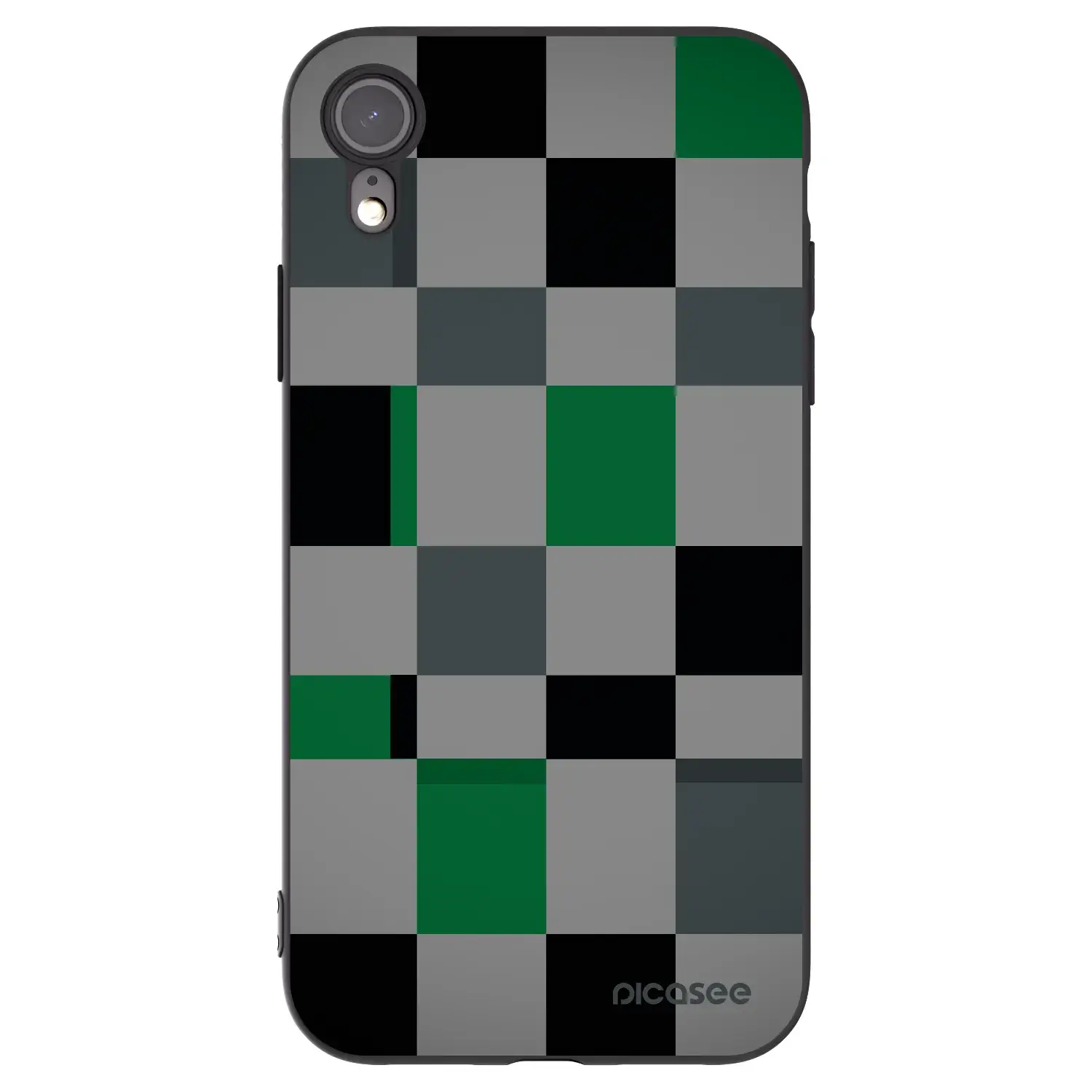Silikonový černý obal pro Apple iPhone XR - Block Grid