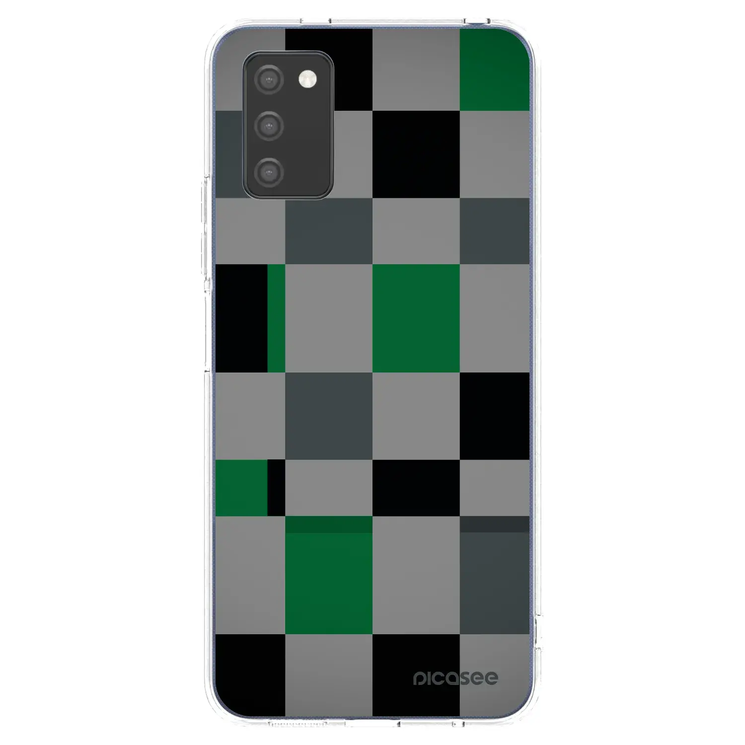 Silikonový průhledný obal pro Samsung Galaxy A03s A037G - Block Grid