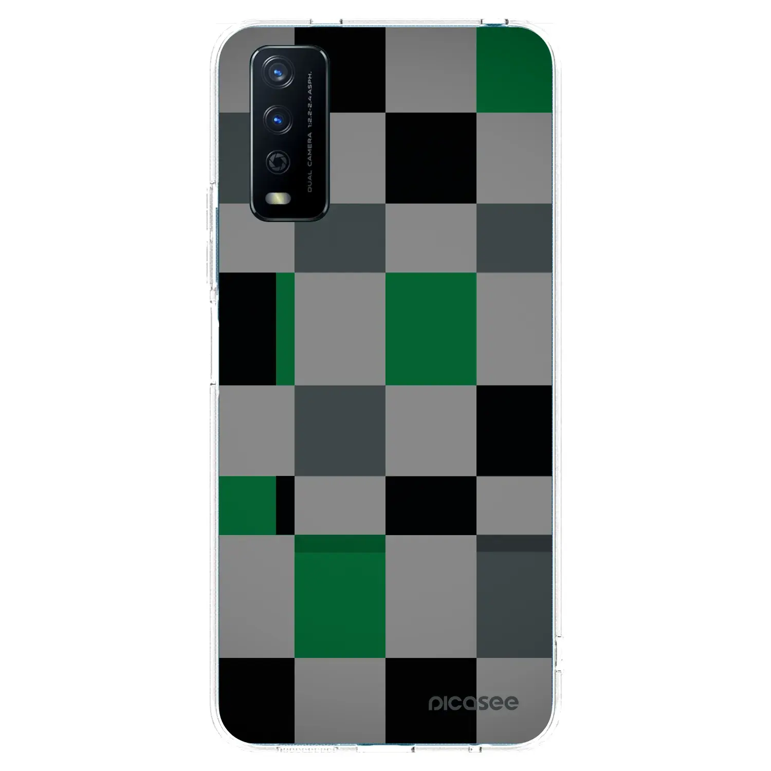Silikonový průhledný obal pro Vivo Y11s - Block Grid