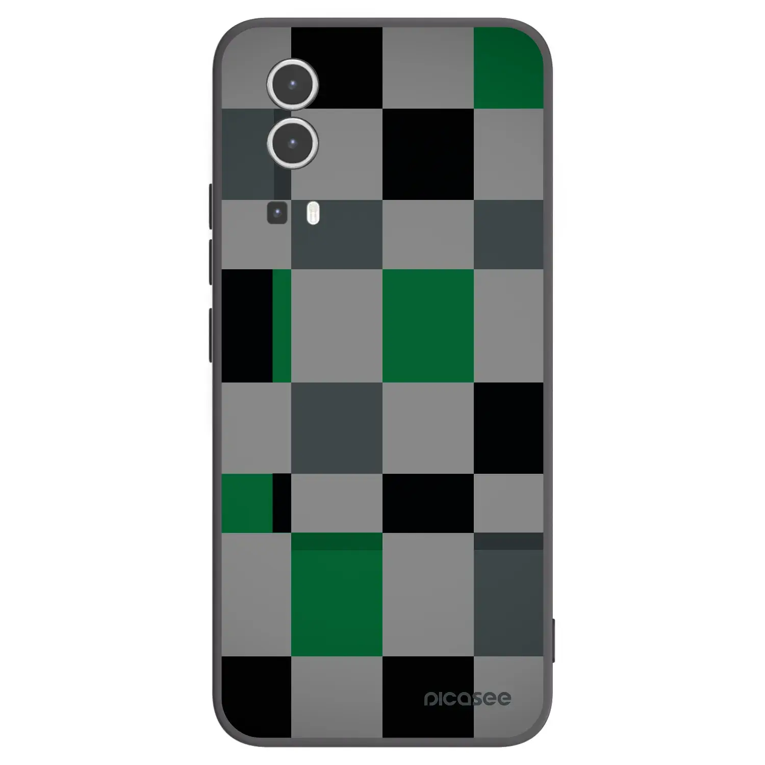 Silikonový černý obal pro Vivo Y72 5G - Block Grid