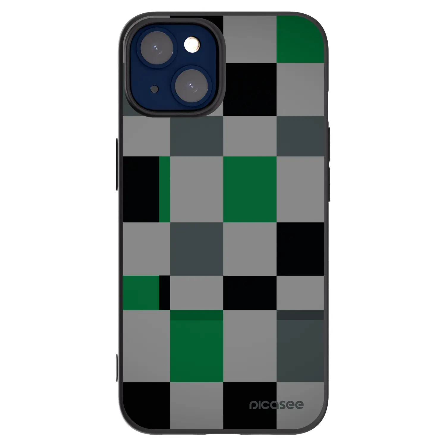Silikonový černý obal pro Apple iPhone 14 - Block Grid