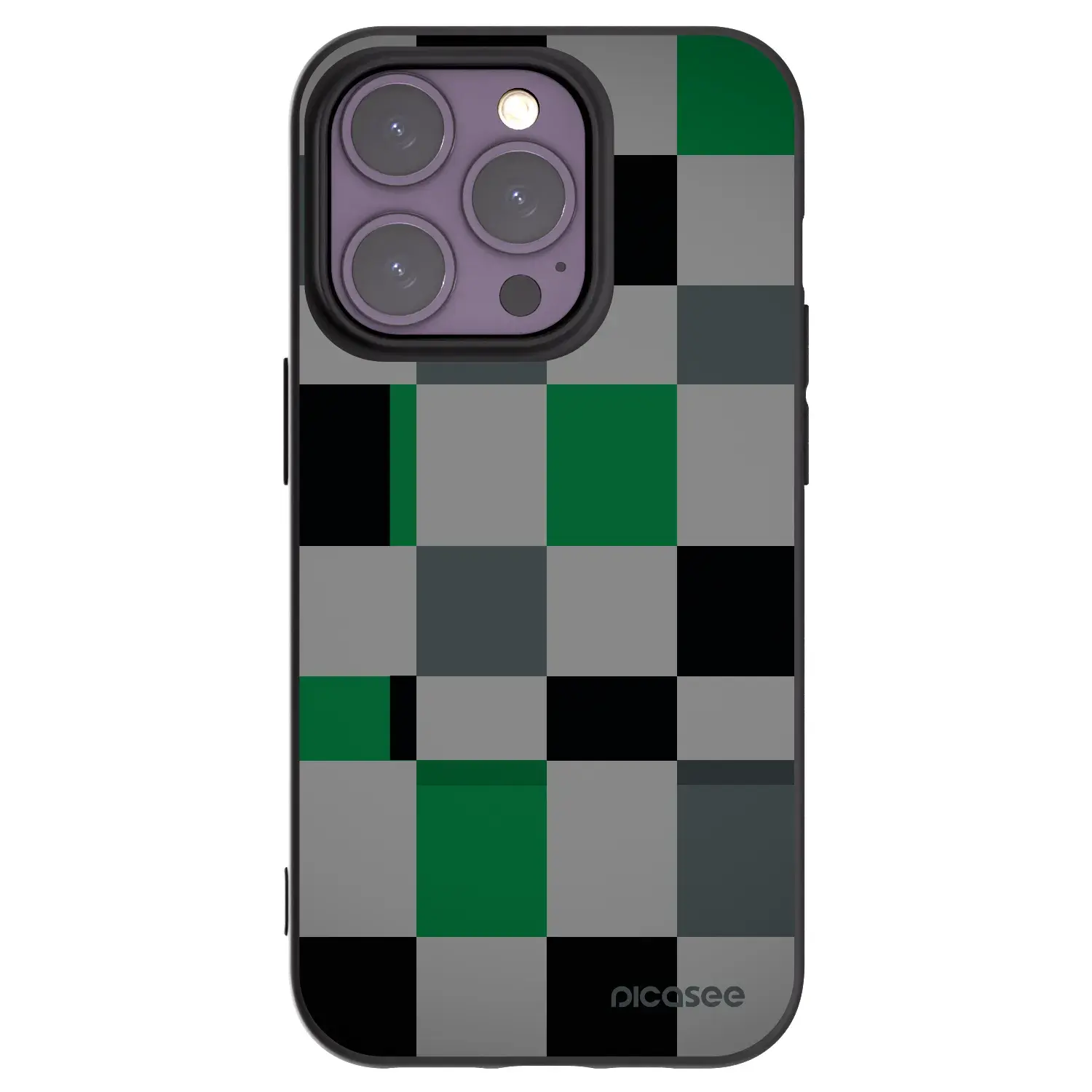 Silikonový černý obal pro Apple iPhone 14 Pro - Block Grid