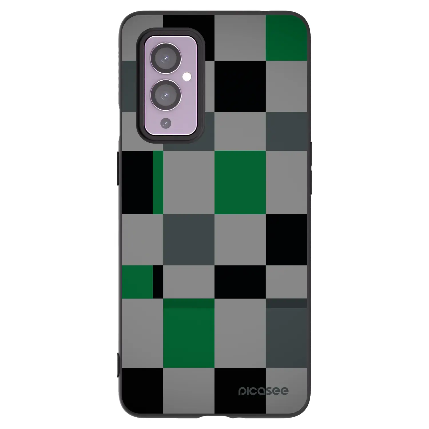 Silikonový černý obal pro OnePlus 9 - Block Grid