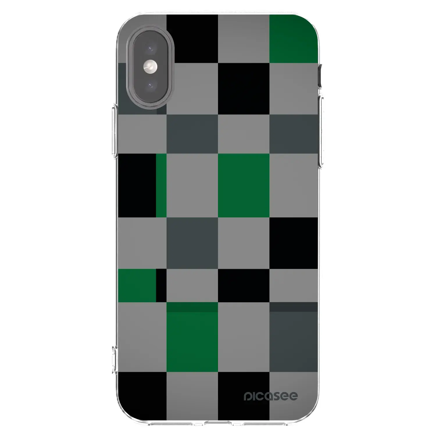 Silikonový průhledný obal pro Apple iPhone X/XS - Block Grid
