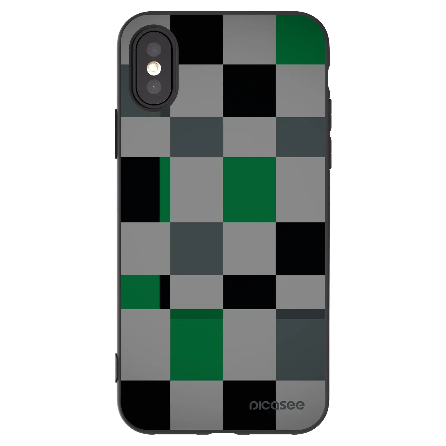Silikonový černý obal pro Apple iPhone X/XS - Block Grid
