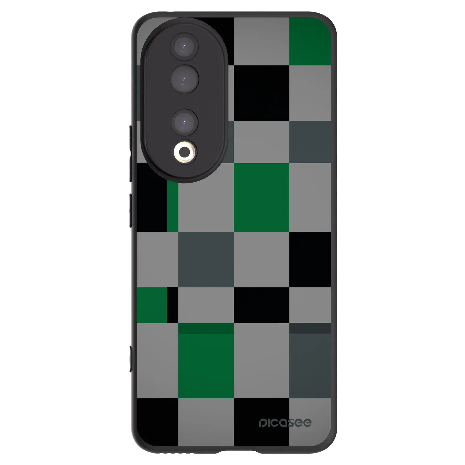 Silikonový černý obal pro Honor 90 5G - Block Grid