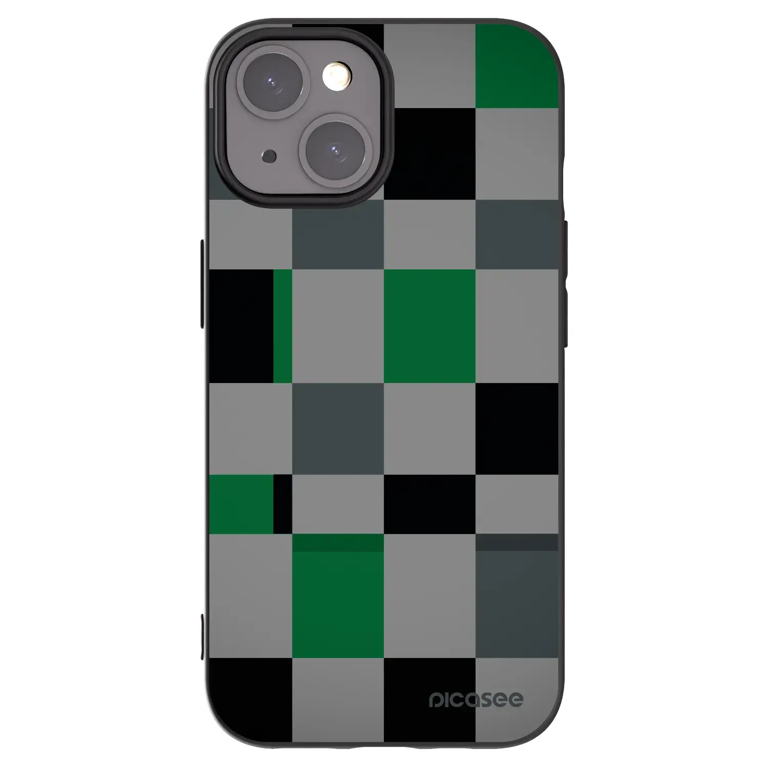 Silikonový černý obal pro Apple iPhone 15 - Block Grid