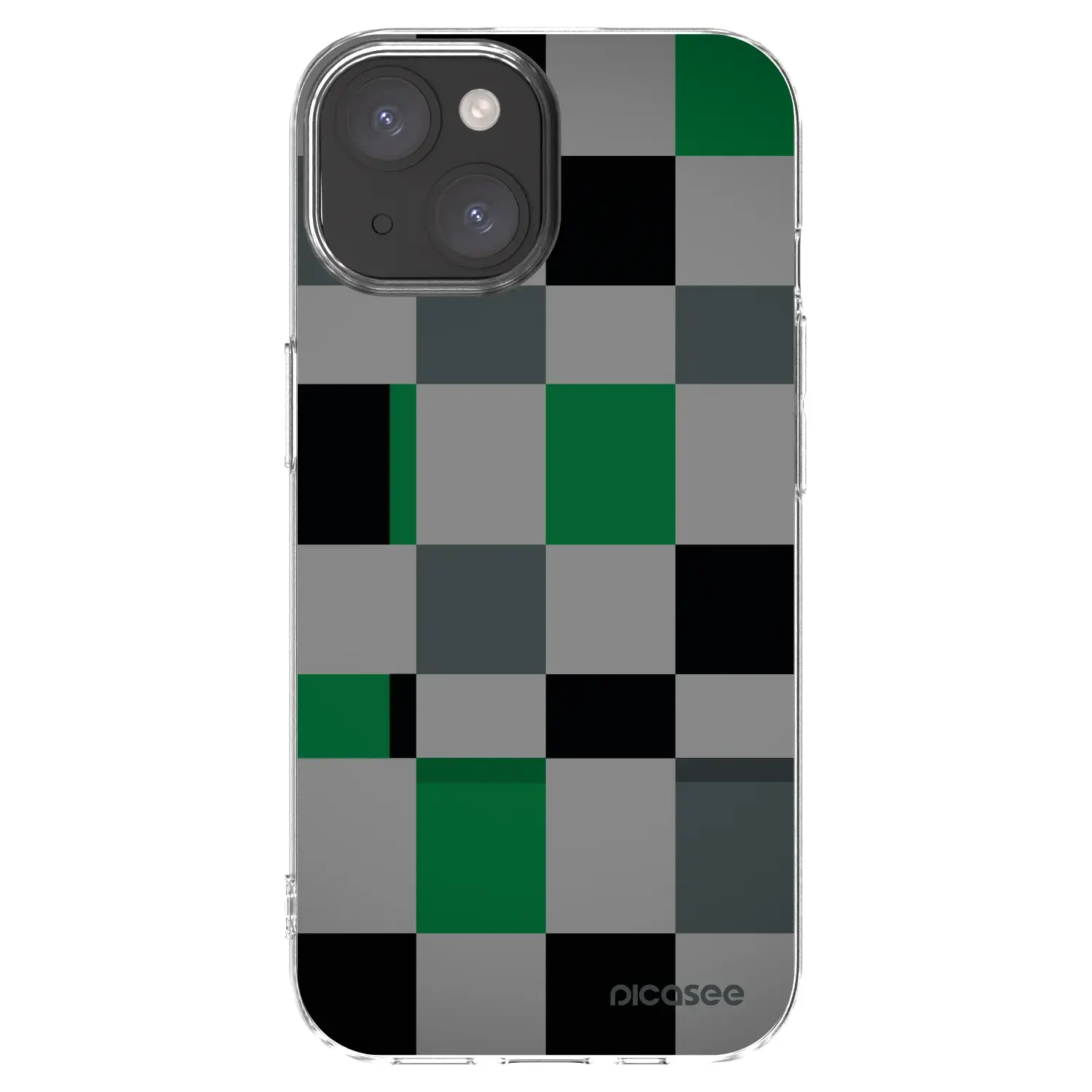Silikonový průhledný obal pro Apple iPhone 15 - Block Grid