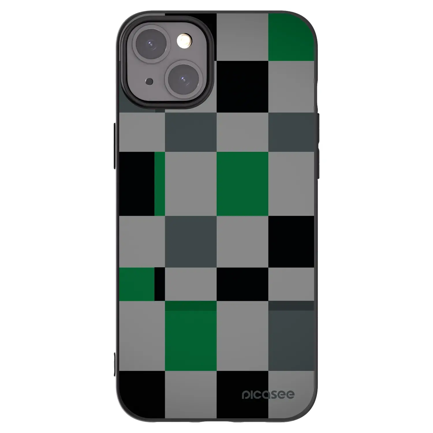 Silikonový černý obal pro Apple iPhone 15 Plus - Block Grid