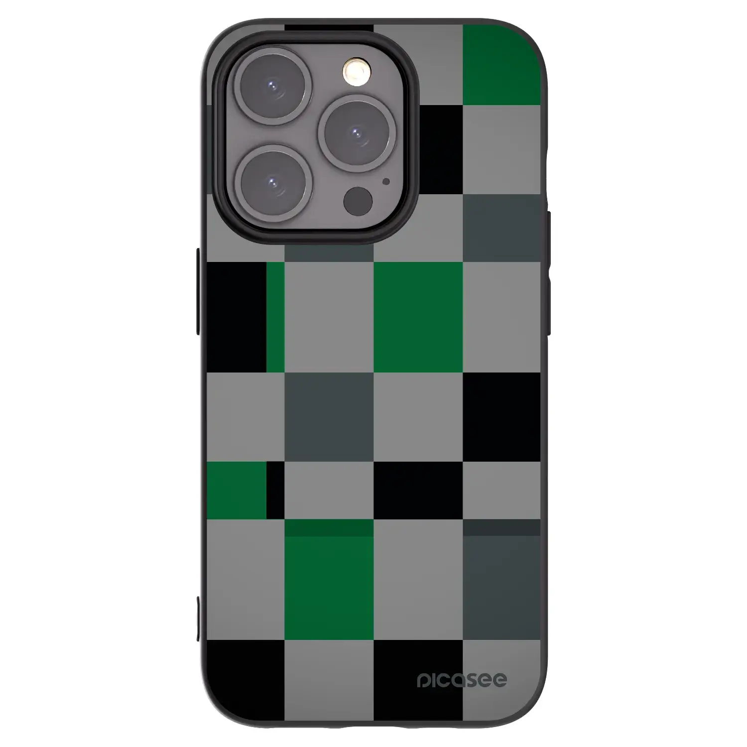 Silikonový černý obal pro Apple iPhone 15 Pro - Block Grid