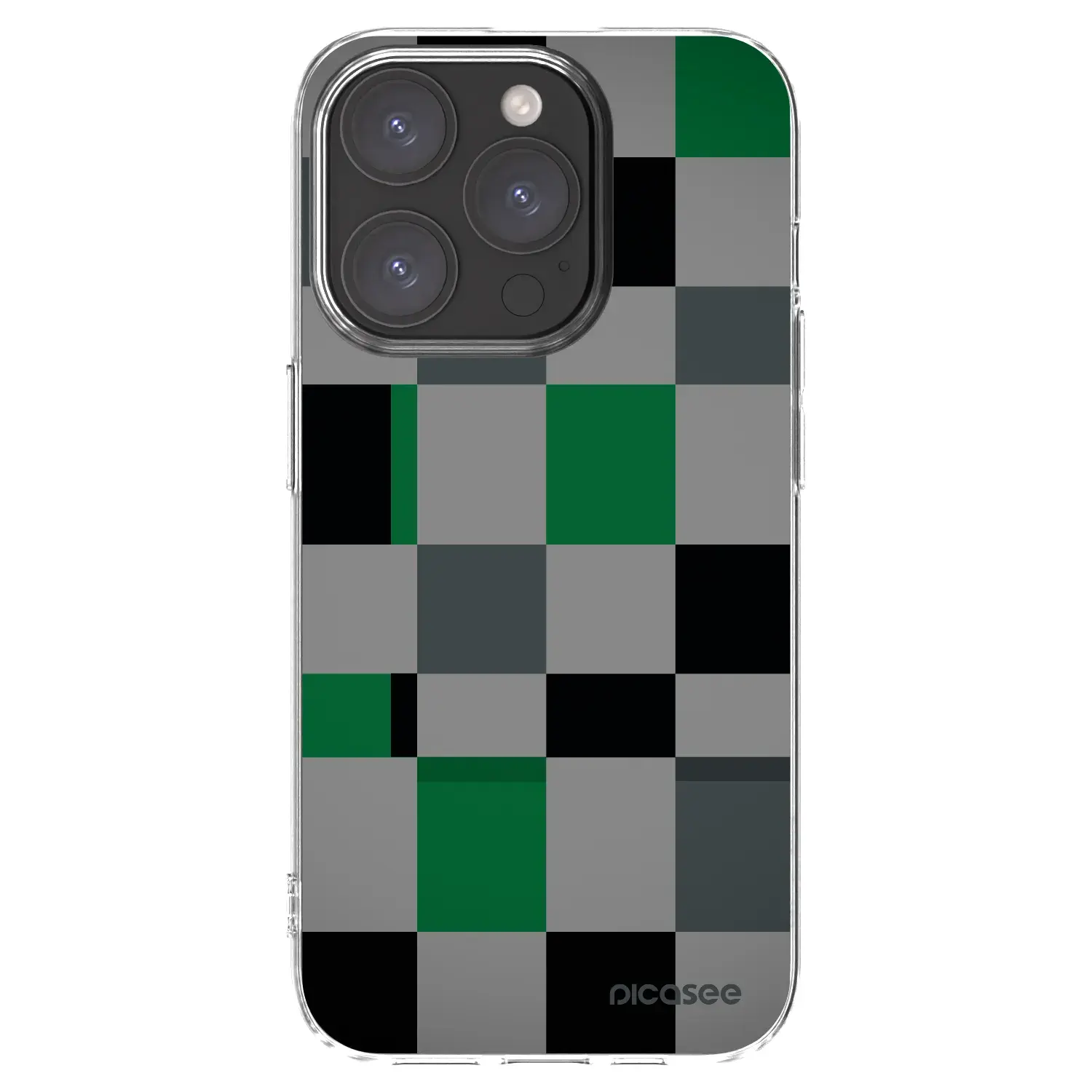 Silikonový průhledný obal pro Apple iPhone 15 Pro - Block Grid